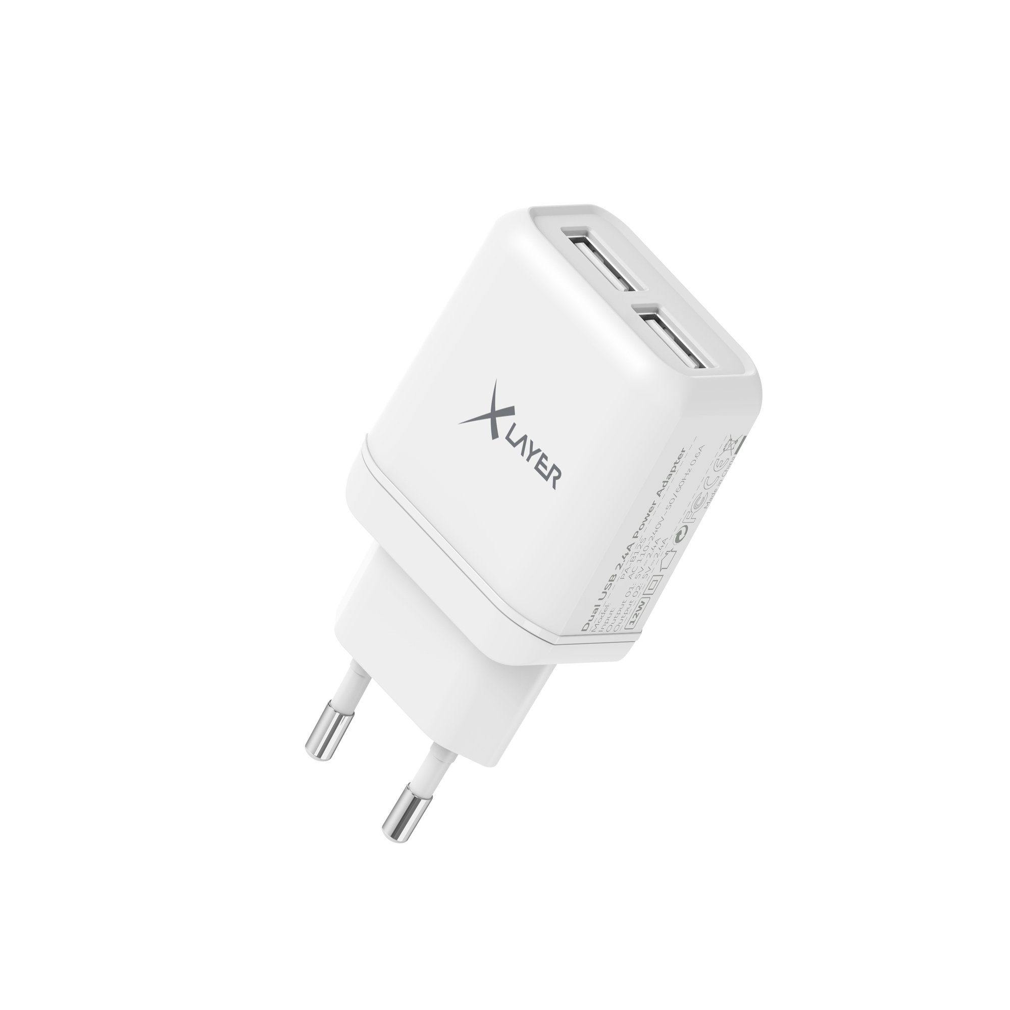 XLAYER Ladegerät XLayer Dual USB 5V/2.4A Smartphone-Ladegerät