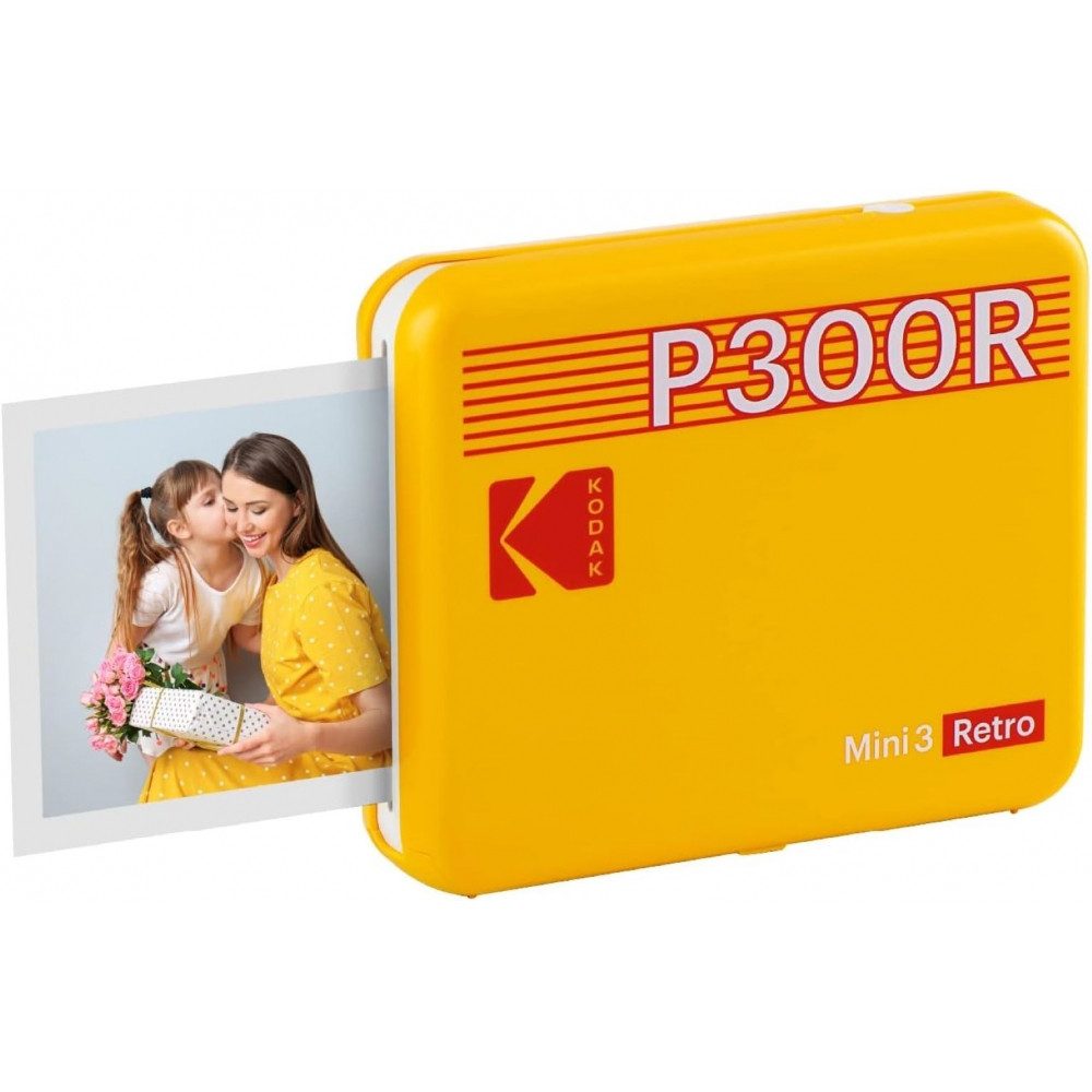 Kodak Kodak Mini 3 Retro 4Pass - mobiler Fotodrucker - gelb Mini-Drucker, (NFC, WLAN (Wi-Fi)