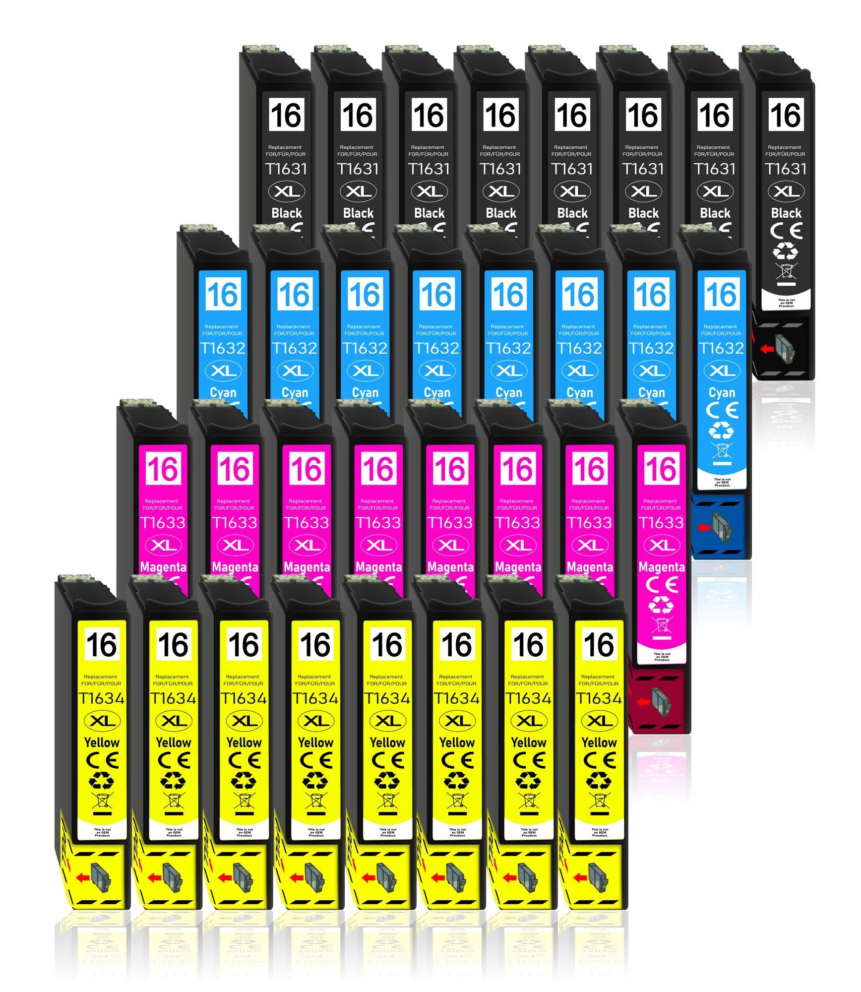 Druckerparadies 32er Multipack für Epson 16XL Tintenpatronen Set Tintenpatrone (32-tlg., WF2010 WF2510 WF2520 WF2530 WF2540 WF2630 WF2650 WF2660 WF2750 WF2760)
