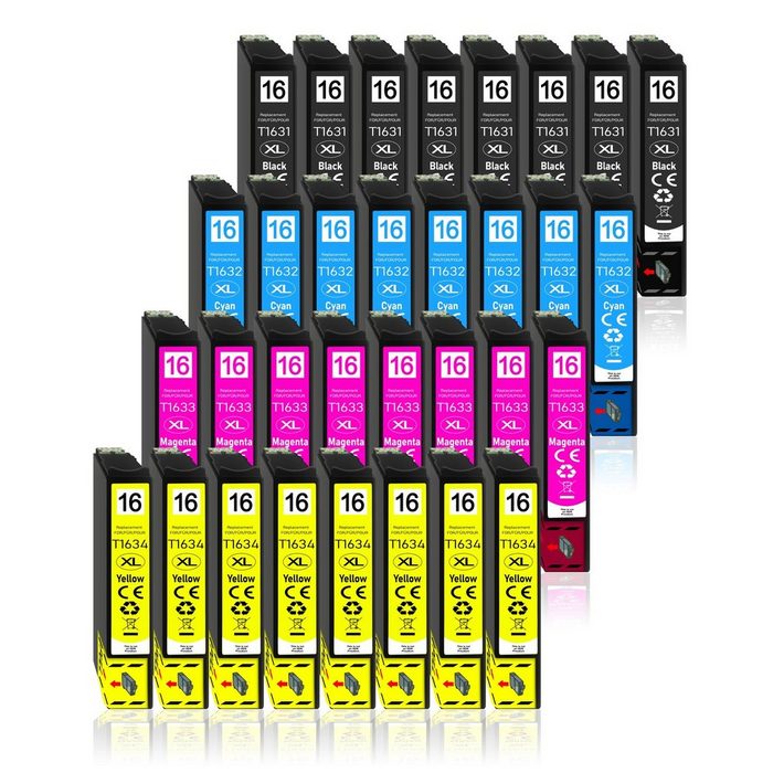 Druckerparadies 32er Multipack für Epson 16XL Tintenpatronen Set Tintenpatrone (32-tlg. WF2010 WF2510 WF2520 WF2530 WF2540 WF2630 WF2650 WF2660 WF2750 WF2760) GE11137
