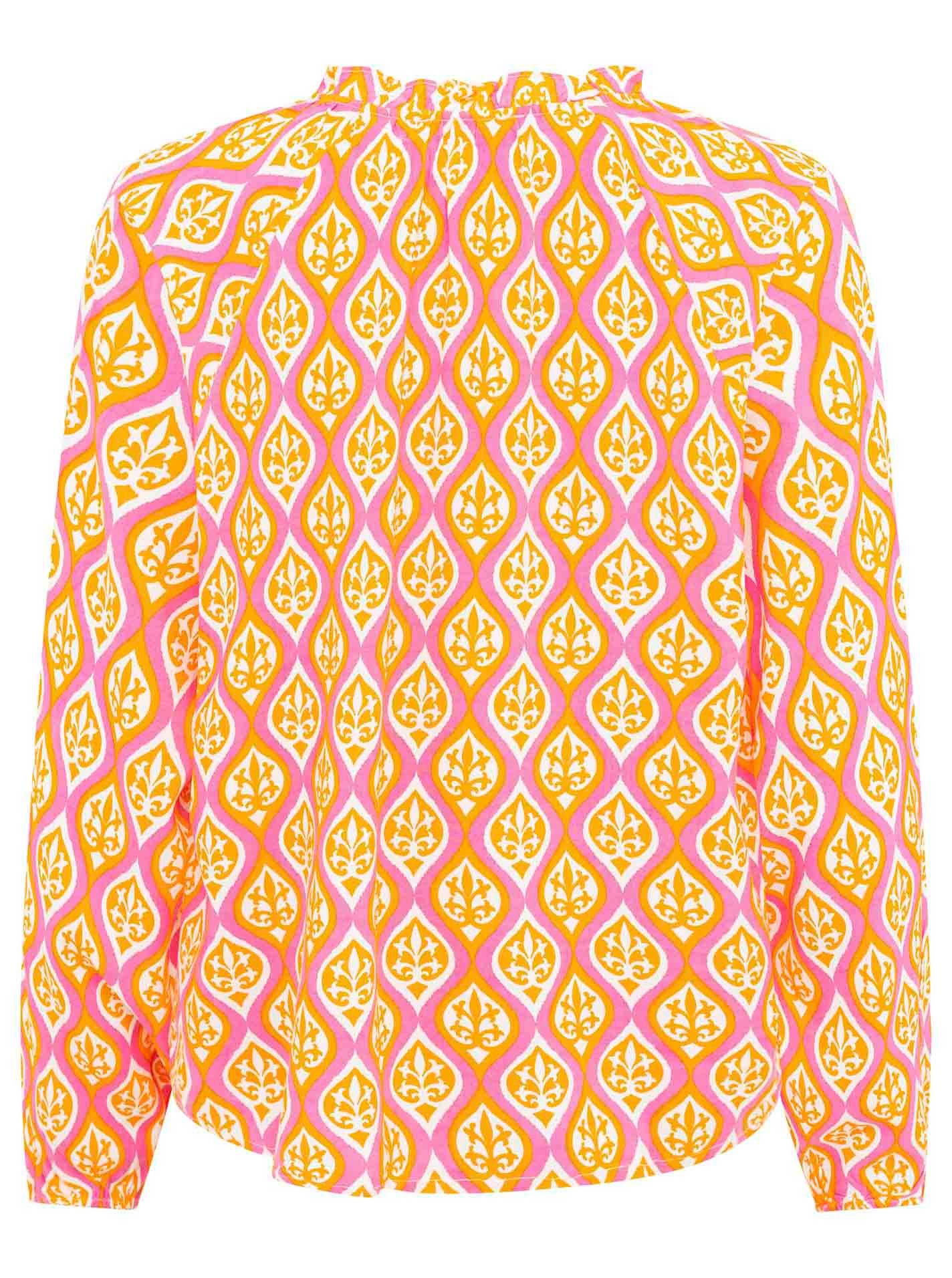 Zwillingsherz Schlupfbluse "Ovale Ranken" Bindeband mit Tasseln, Langarm, V günstig online kaufen