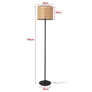 lux.pro Stehlampe, »Helens« Rattan-Optik 154cm Schwarz / Beige