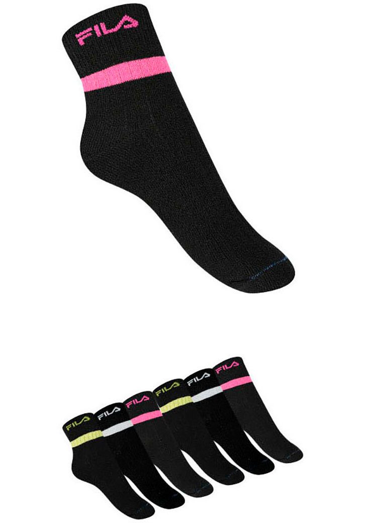 Fila Kurzsocken JUNIOR GIRL QUARTER SOCKS (6-Paar) schlichtes Design mit dezentem Logo, feine Rippenstruktur
