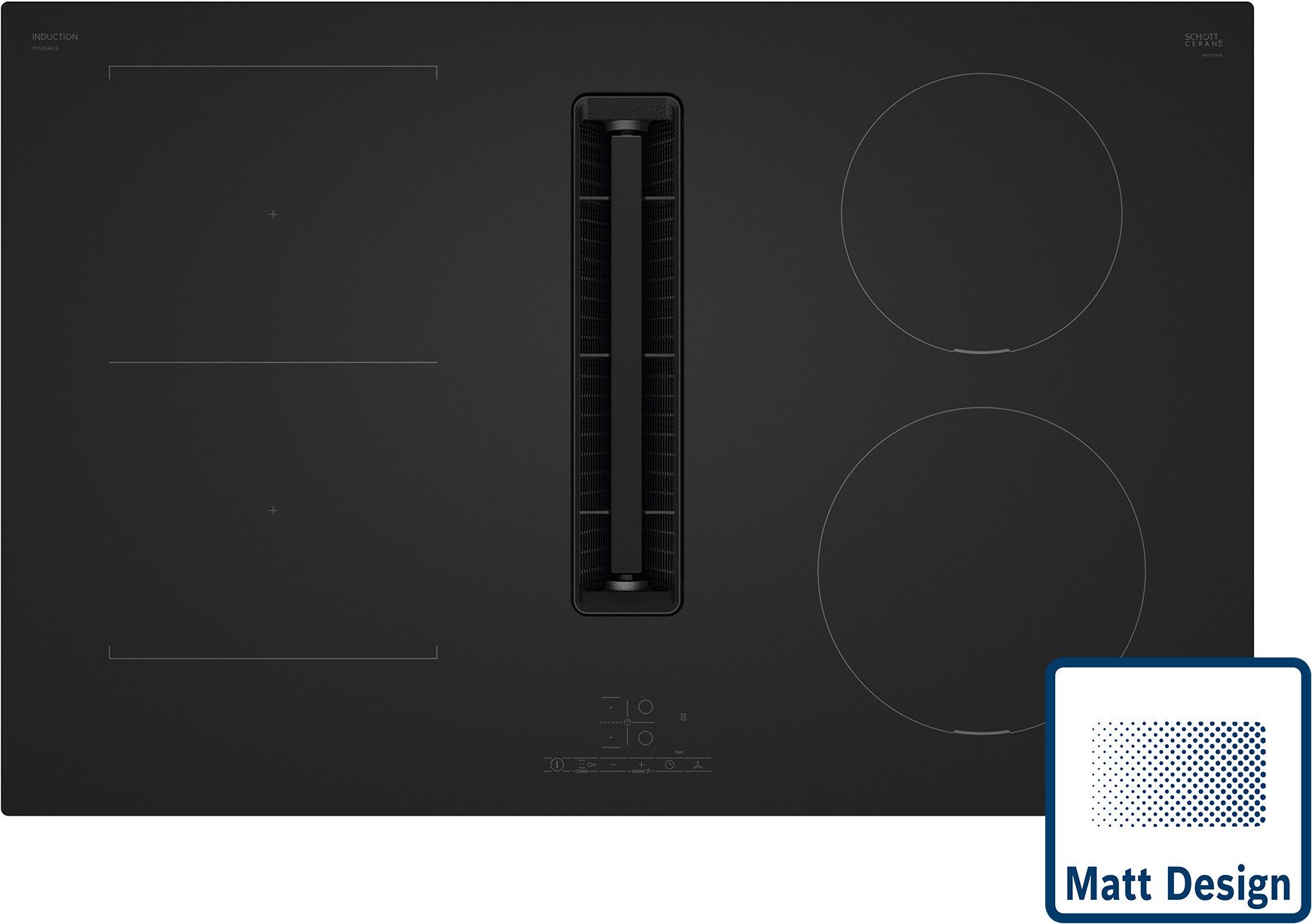 BOSCH Kochfeld mit Dunstabzug Serie 4 PVS81AB16E, Mattes Design in Carbon Black und integriertes Lüftungsmodul