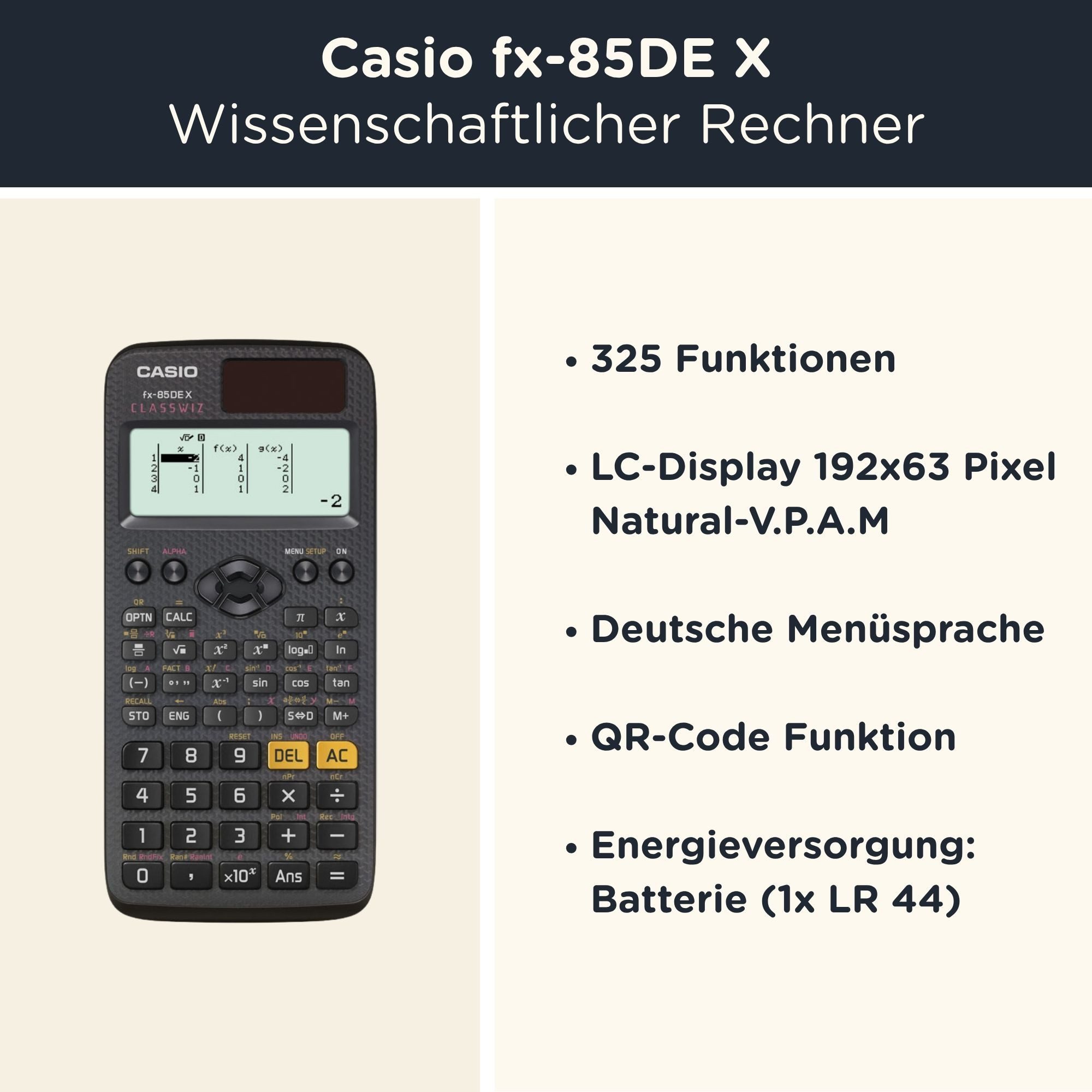 CASIO Taschenrechner fx-85DE X ClassWiz inkl. WYNGS Schutztasche Blau – Bild 2 von 5