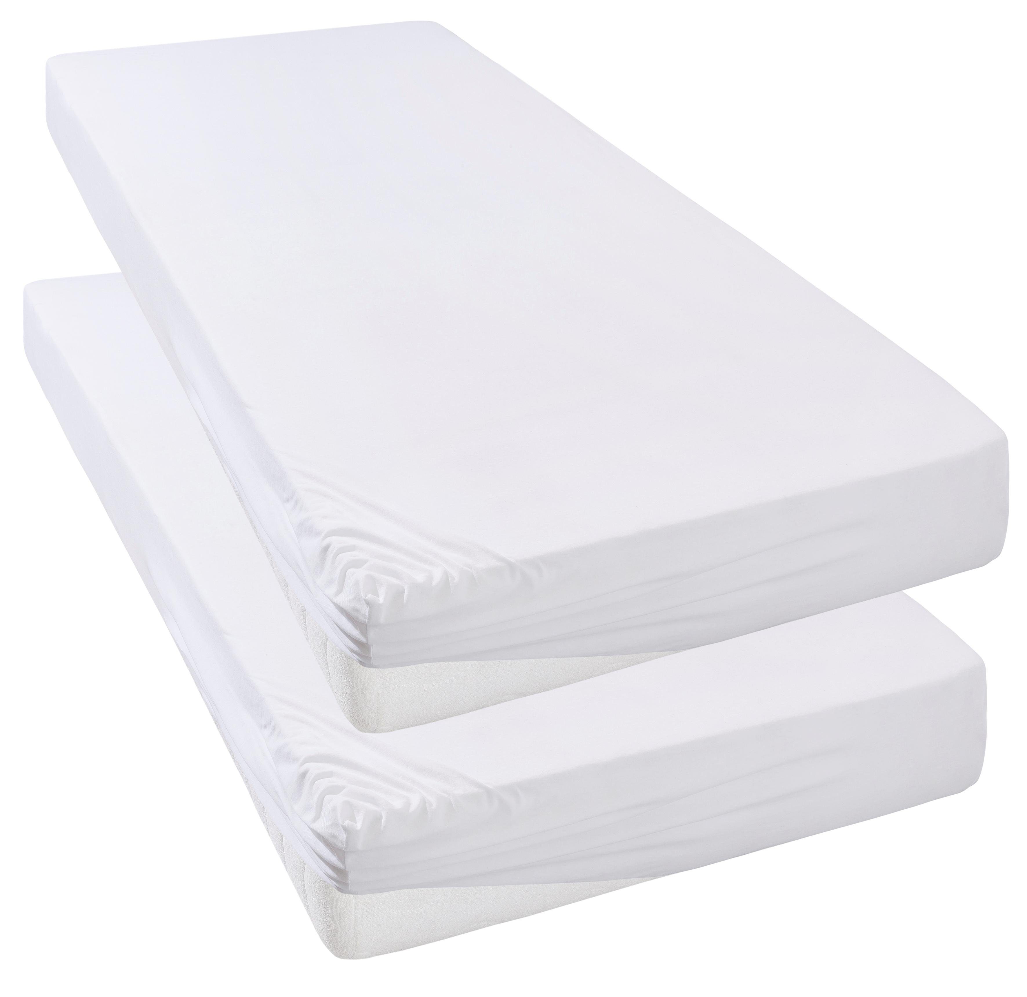 OTTO home Spannbettlaken Bettlaken Jersey, Spannbetttuch mit Baumwolle, uni, Jersey, Gummizug: rundum, (2 Stück), für Matratzen bis 18cm Höhe, Spannbettlaken, Baumwollmischung