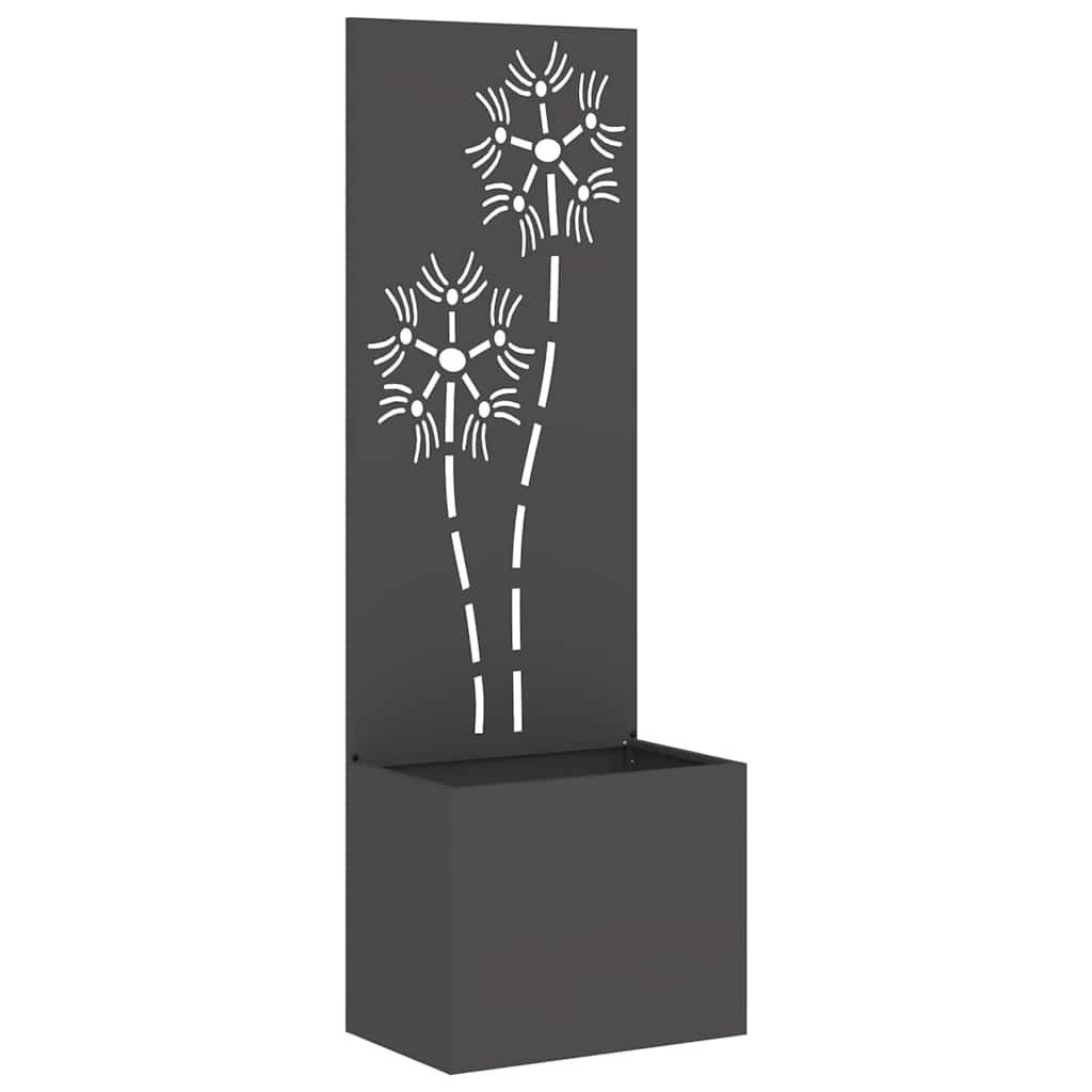 vidaXL Bild 50 x 32 x 150 cm Blumentopf mit dekorativem Paneel Schwarz 50x140 cm