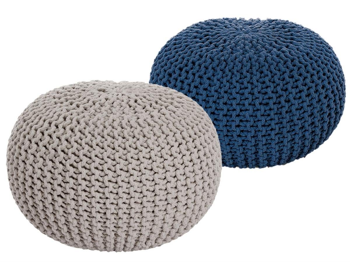 Pouf H, Sessel Grobstrick-Optik Sitzmöbel Stuhl soma SET Sitzplatz Sessel Ø 55 Soma Stück cm, 2 Hocker Sitzhocker