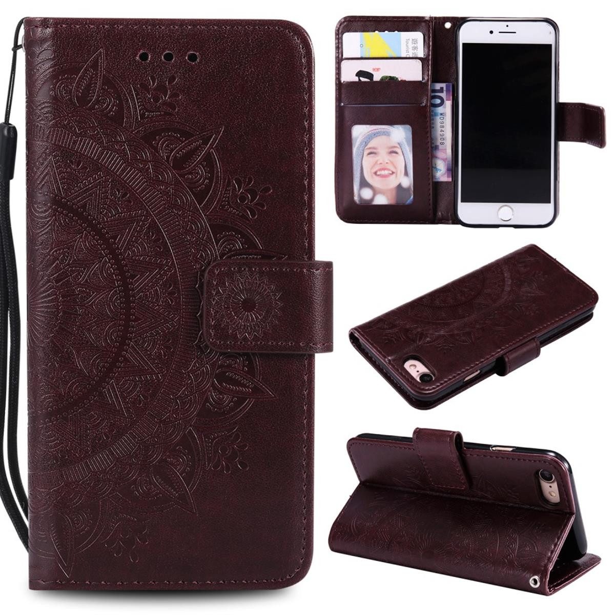 CoverKingz Handyhülle Hülle für Apple iPhone SE 2020/2022 Handyhülle Flipcase Klapphülle 12,2 cm (4,8 Zoll), Klapphülle Schutzhülle mit Kartenfach Schutztasche Motiv Mandala