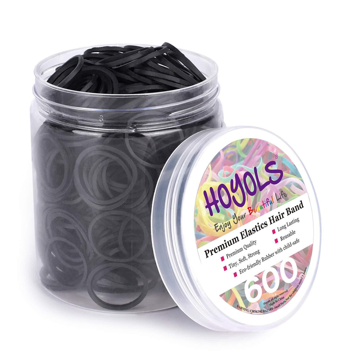 LuxusKollektion Haargummi Schwarze kleine Gummibänder 1.9cm für Mädchen 600 Stück