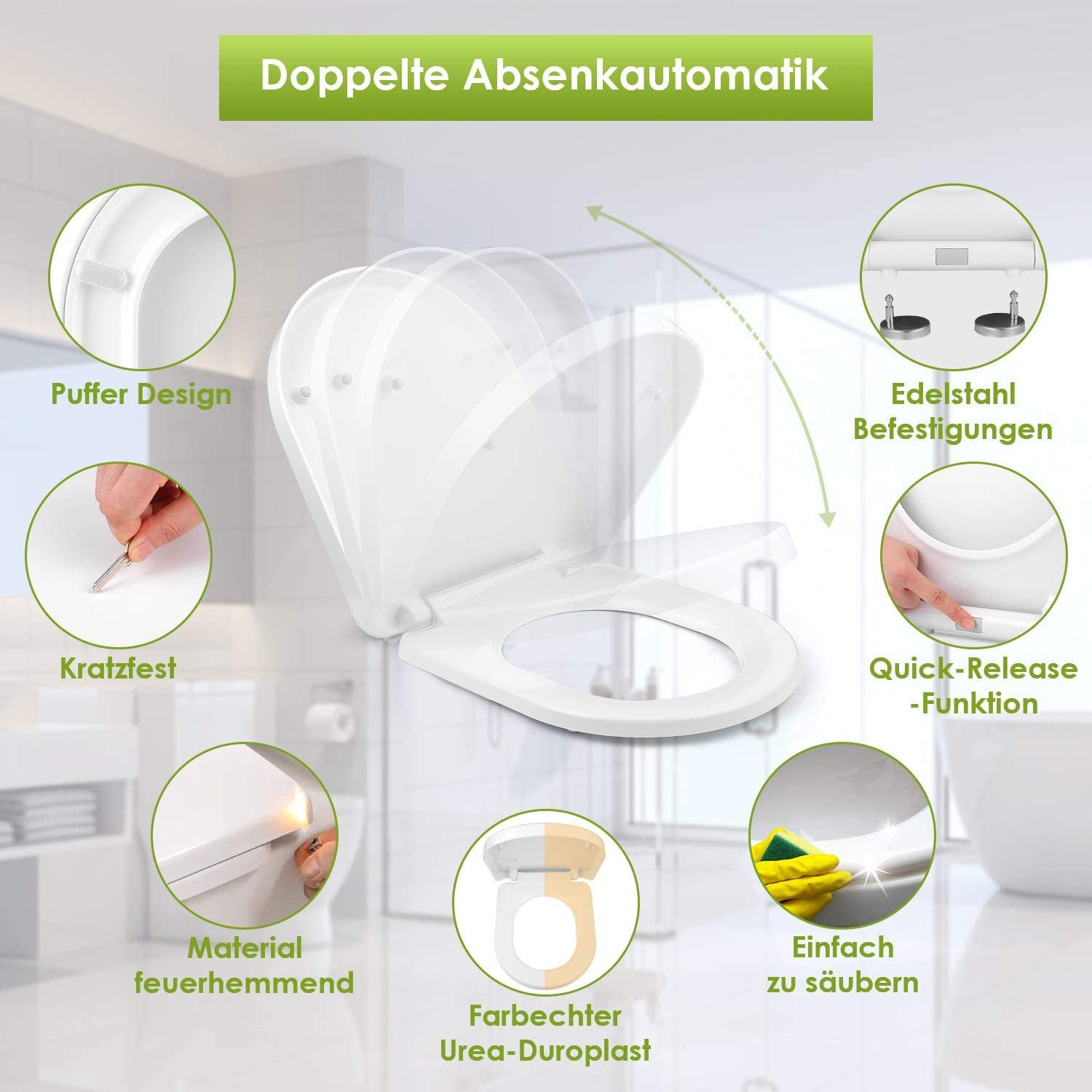 LUCKZON WC-Sitz Toilettendeckel O/D Form mit günstig online kaufen
