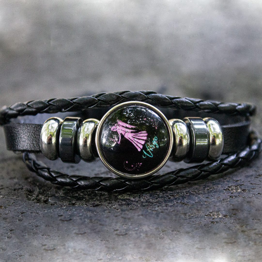 Stelby Armband mit Gravur Armband Sternzeichen Jungfrau mit 3D Gravur im Glas (Weihnachtsgeschenk, Geburtstagsgeschenk, Valentinstaggeschenk, modern, minimalistisch), langlebig, pflegeleicht, unisex