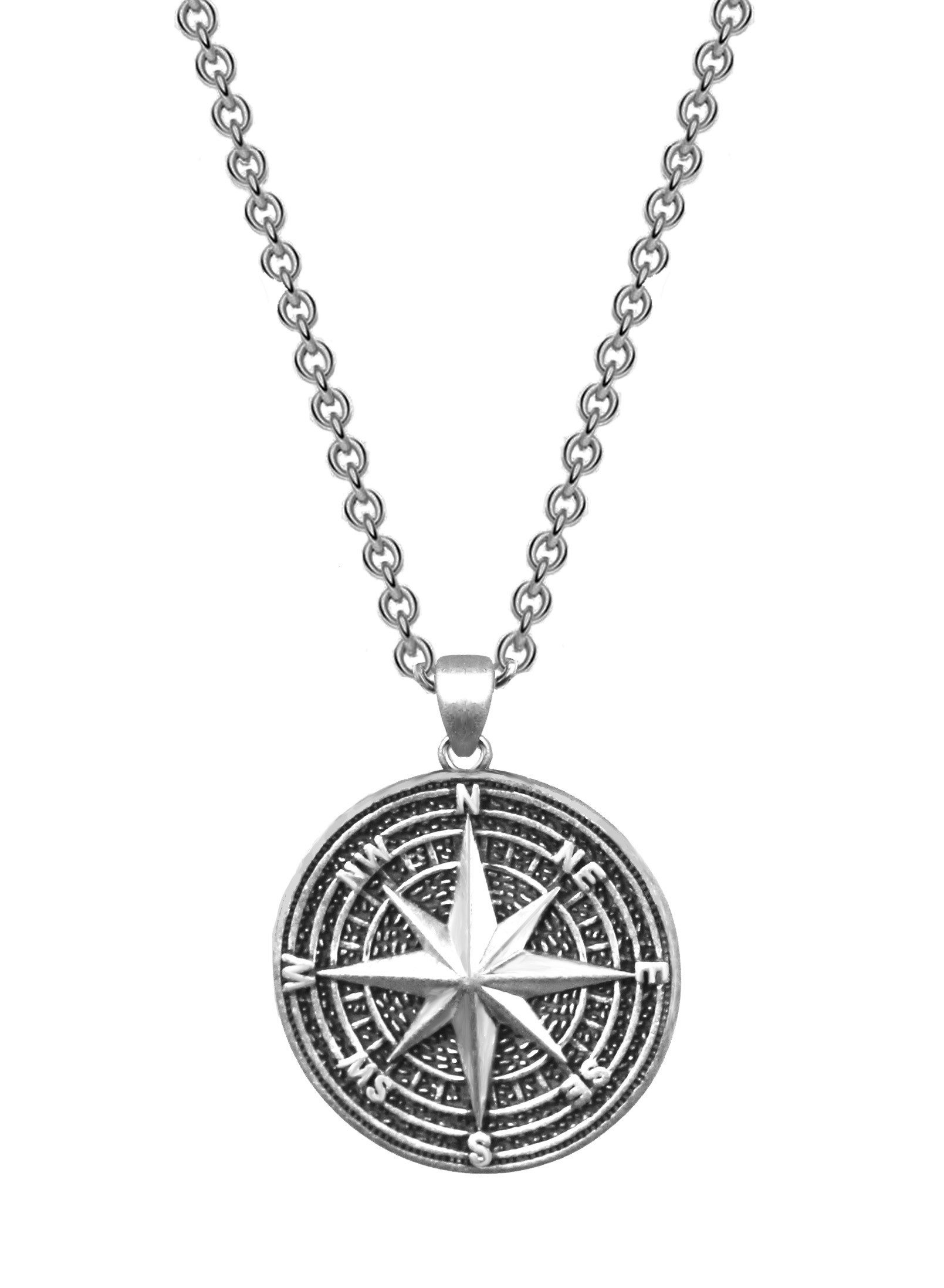 Edellis Kette mit Anhänger Kompass Halskette 925 Sterling Silber Herrenschmuck Anhänger Nordstern (1-tlg)