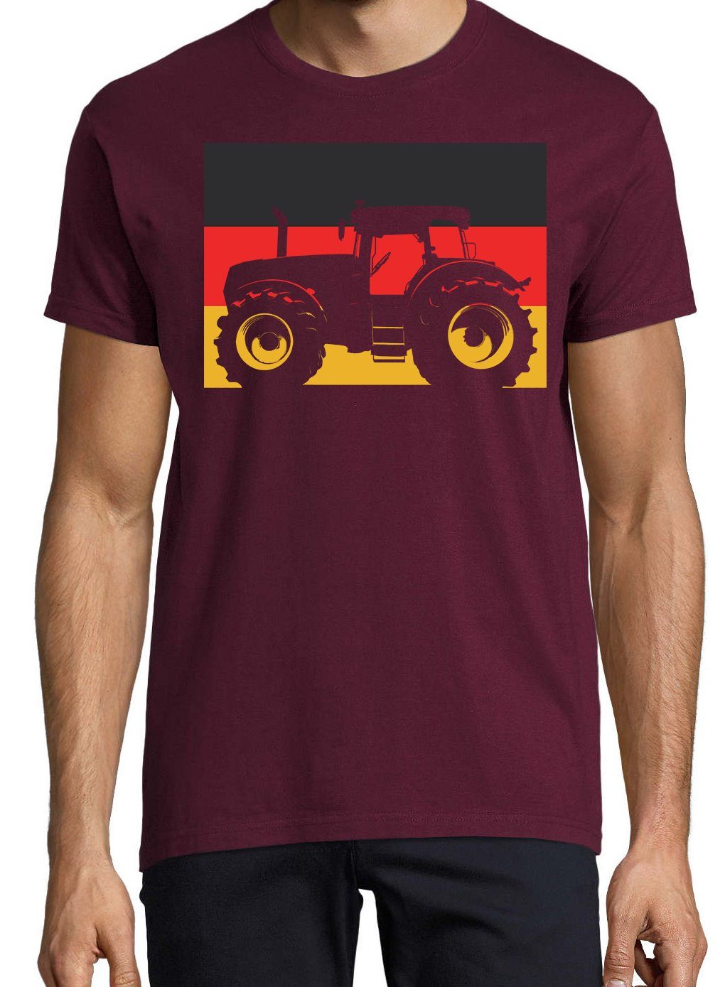 Burgund T-Shirt Herren T-Shirt lustigem Deutschland Youth Traktor mit Designz Spruch