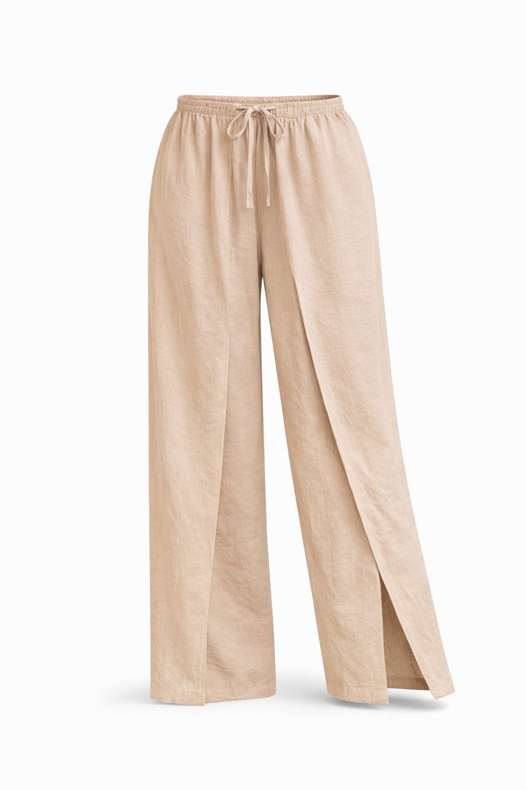ITALY VIBES Palazzohose - Marlenehose - weite Damenhose - mit Schlitz - beige - ITALY VIBES