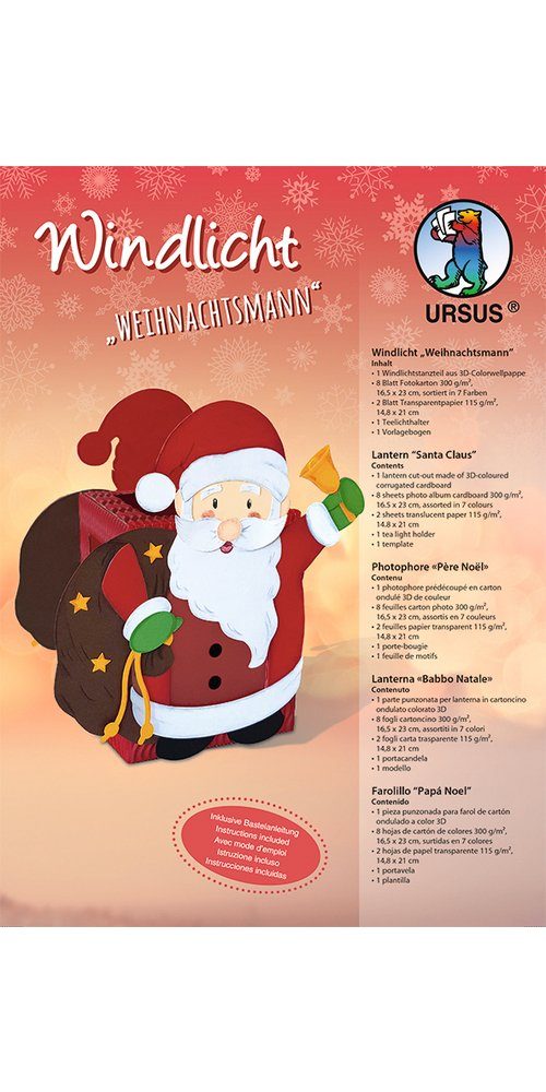 Ursus - Ludwig Bähr Windlicht Weihnachtsmann, inklusive Anleitung