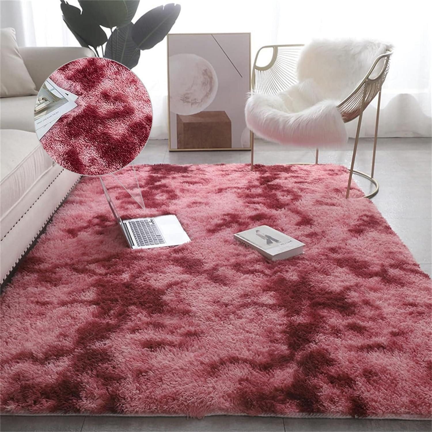 LuxusKollektion Hochflor-Teppich Langflor Teppich Rot 50x80 cm, rechteckig, Höhe: 10 mm