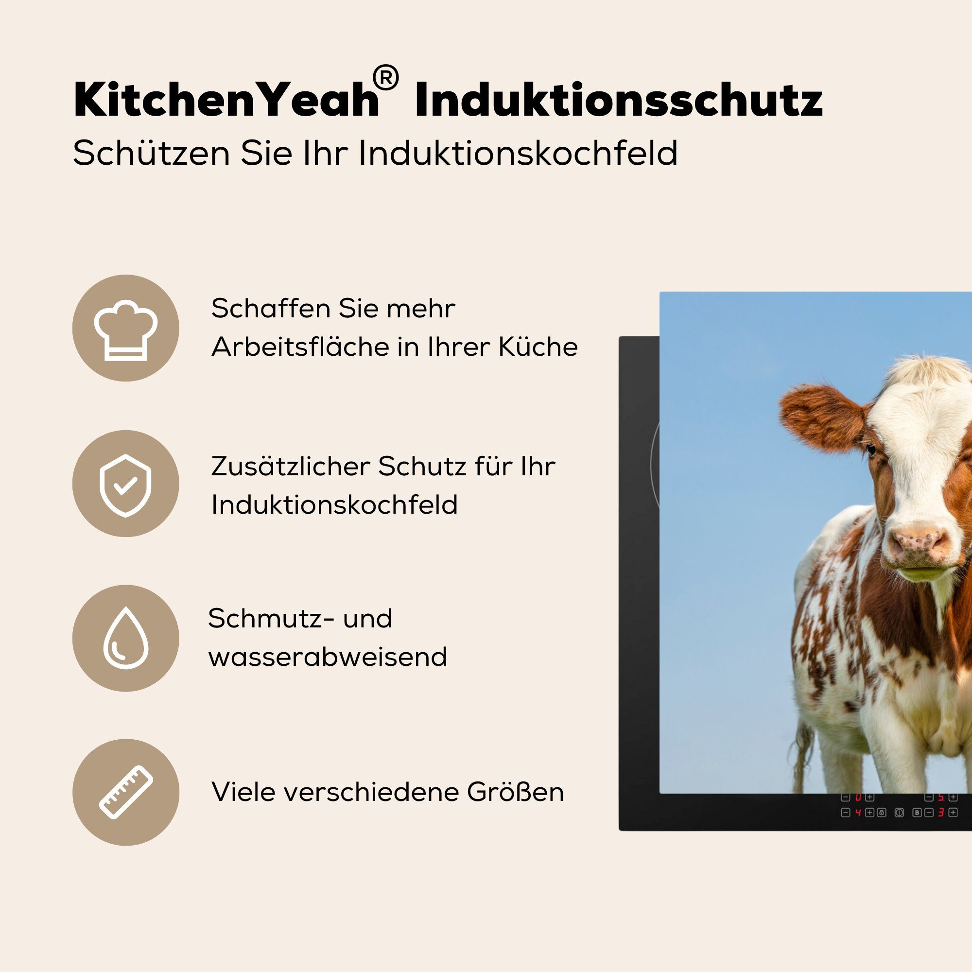 cm, Vinyl, MuchoWow Ceranfeldabdeckung Bauernhof Schutz Induktionskochfeld Kühe Tiere - - (1 - - 81x52 die küche, tlg), für Herdblende-/Abdeckplatte Himmel Porträt,