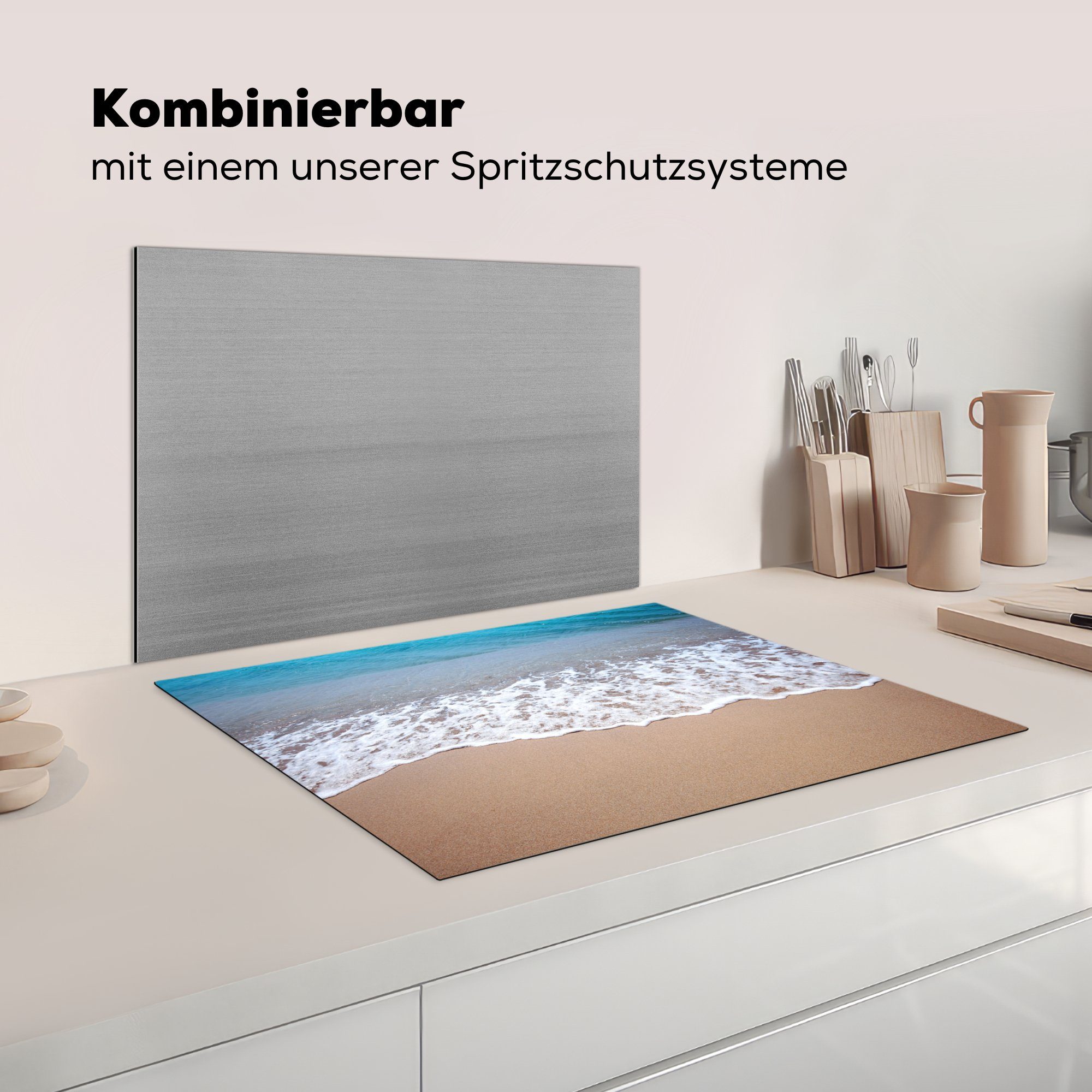 cm, - Vinyl, - Induktionsschutz Ceranfeldabdeckung Wasser tlg), nutzbar, Strand Induktionsmatte, Herdblende-/Abdeckplatte Mobile (1 70x52 MuchoWow Arbeitsfläche -