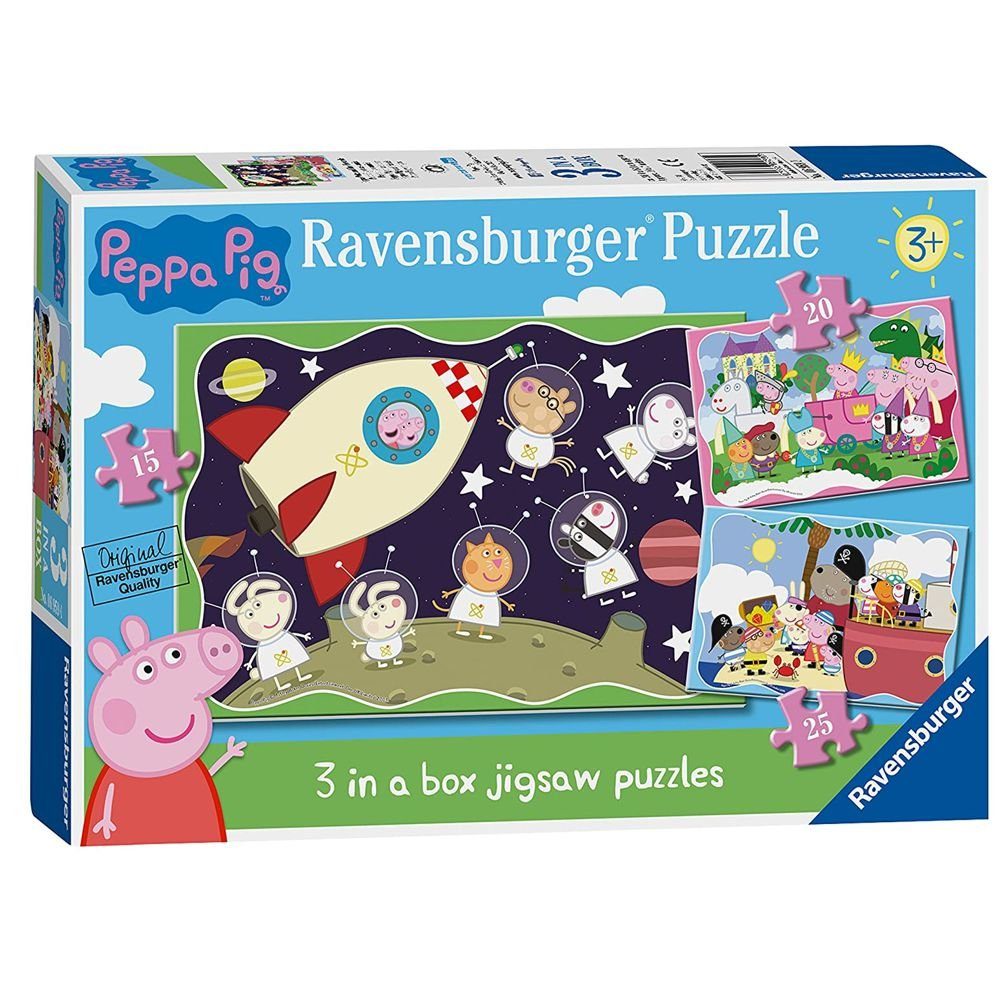 Peppa Pig Puzzle Kinder Puzzle Box 3 in 1 Peppa Wutz Peppa Pig Ravensburger,  25 Puzzleteile
