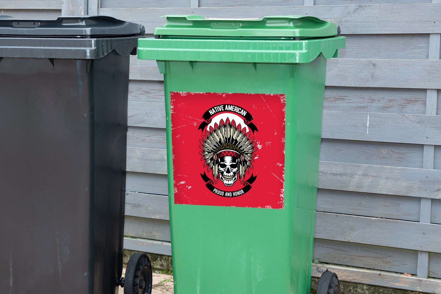 MuchoWow Wandsticker Indianooi - Container, Vintage St), Mülltonne, Abfalbehälter Mülleimer-aufkleber, Sticker, (1 Totenkopf Zitat - 