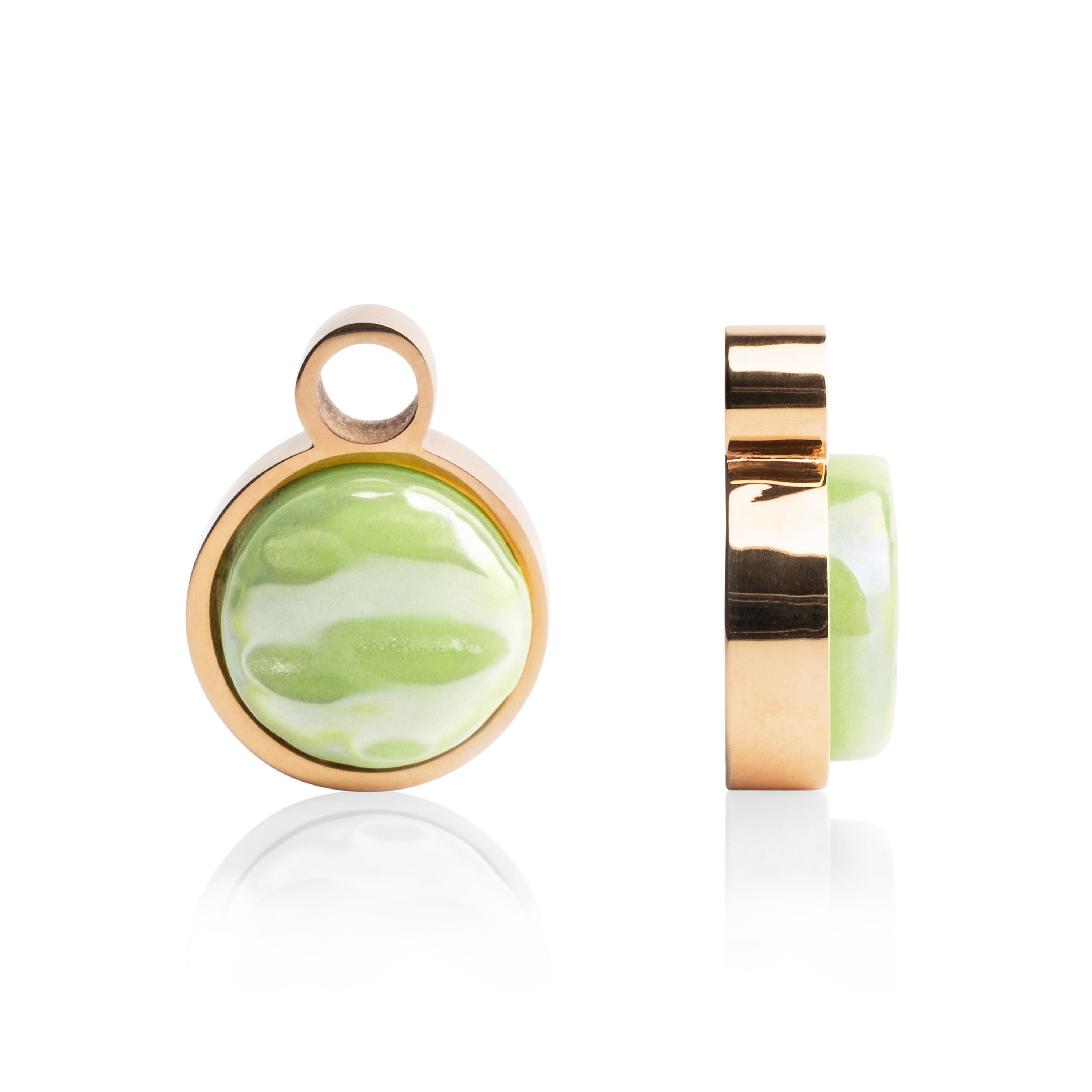 ALEXASCHA Runder Anhänger Anhänger für Creolen mit 2mm ⌀ • Mix & Match Perlmutt Charms aus Glas