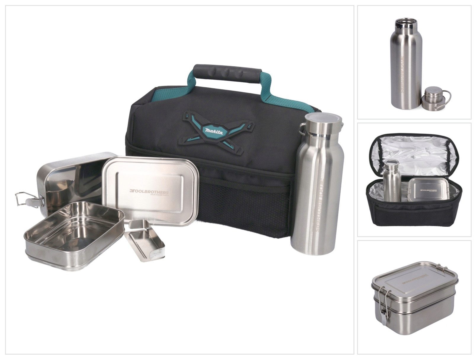 Makita Werkzeugkoffer Lunchpaket mit Makita Isoliertasche + Toolbrothers Fan Edelstahl Brot