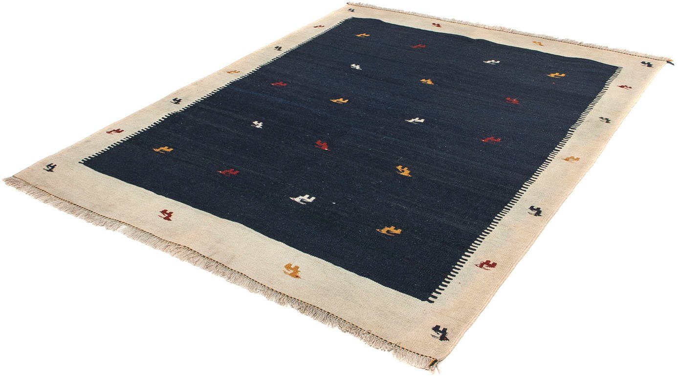 Wollteppich Kelim - Oriental - 200 x 152 cm - dunkelblau, morgenland, rechteckig, Höhe: 6 mm, Wohnzimmer, Einzelstück