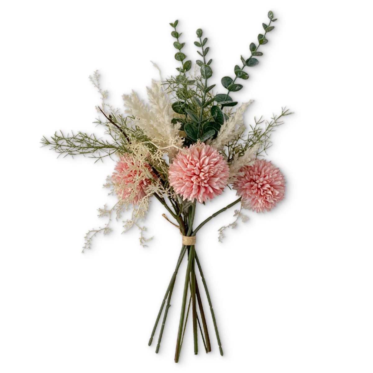 Kunstblume Kunstblumen-Strauß rosa mit Dahlien Eukalyptus wie echt Wiesenbl günstig online kaufen