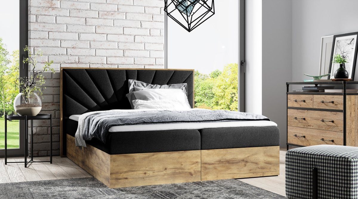 Luxusbetten24 Holzbett Designer Holzbett Minari, mit Stauraum