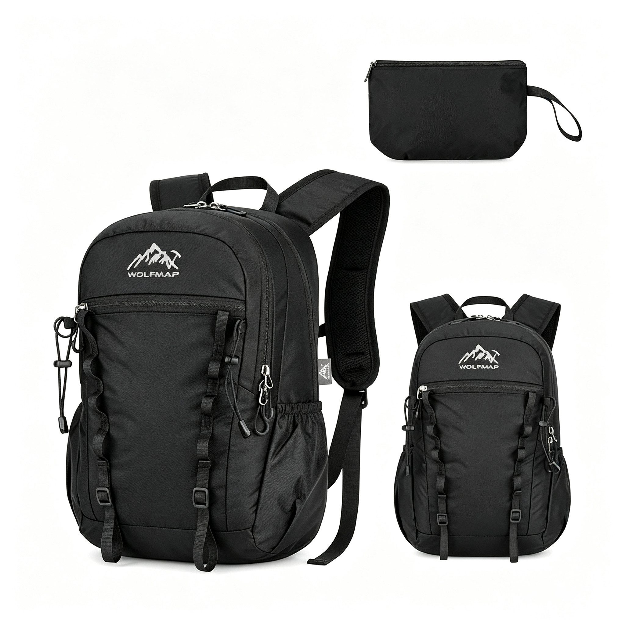 wohnTRAUM24 Wanderrucksack Wanderrucksack Trekkingrucksack Reiserucksack Minirucksack 15L (für Wandern Daypack Travel Rad und Ausflug, Schwarz), Kleiner Sportrucksack Tagesrucksack Herren Damen Faltbarer Rucksack