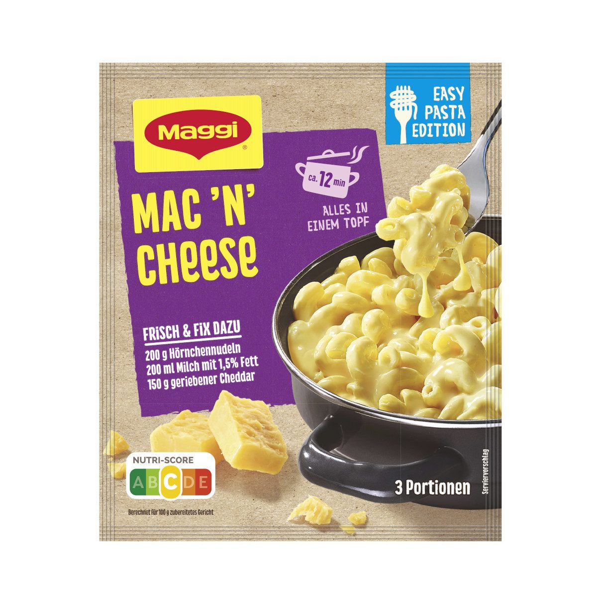 MAGGI Gewürz, Maggi Fix Mac and Cheese für Nudeln mit Käsesauce Packung 33g