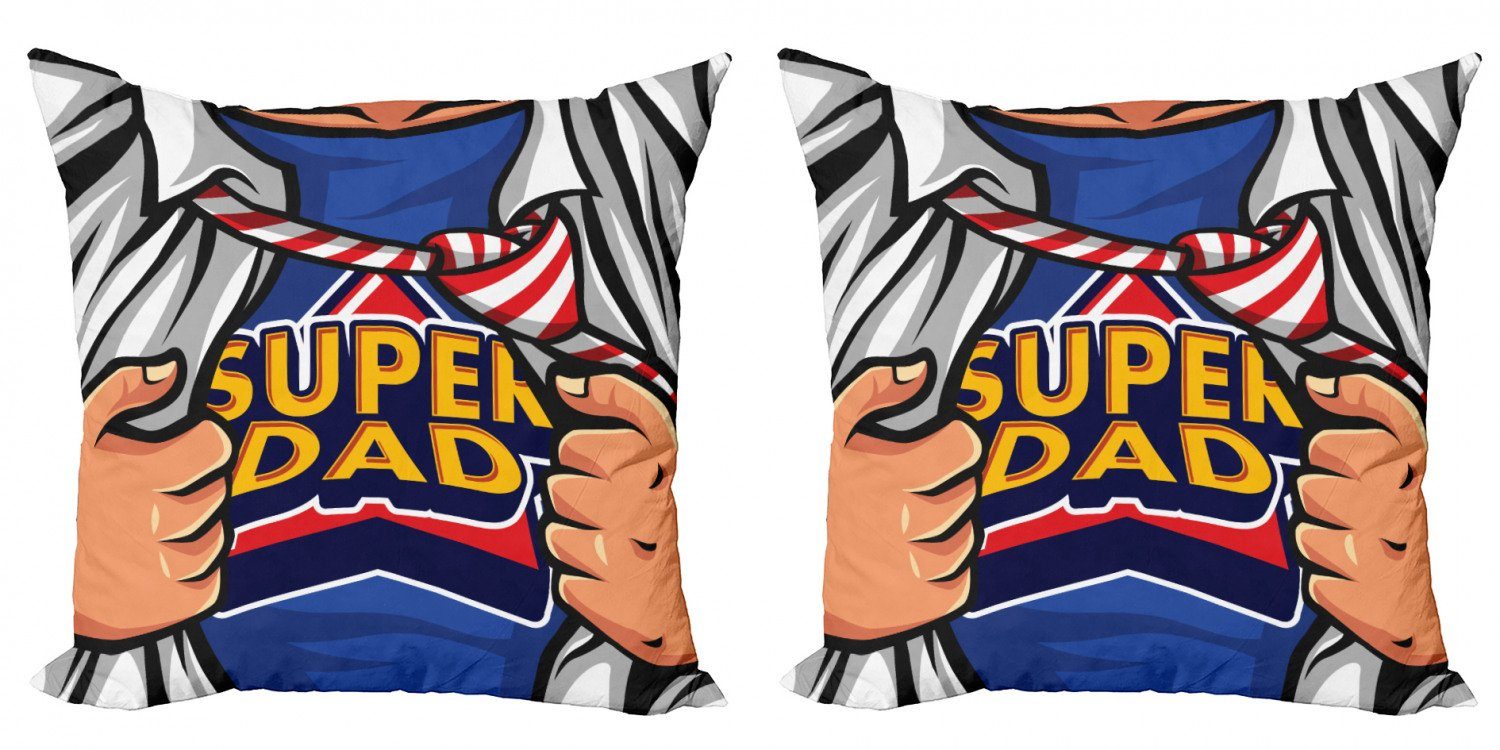 T-Shirt Stück), (2 Digitaldruck, Abakuhaus Vatertag Dad Accent Doppelseitiger Modern Super Kissenbezüge Fun