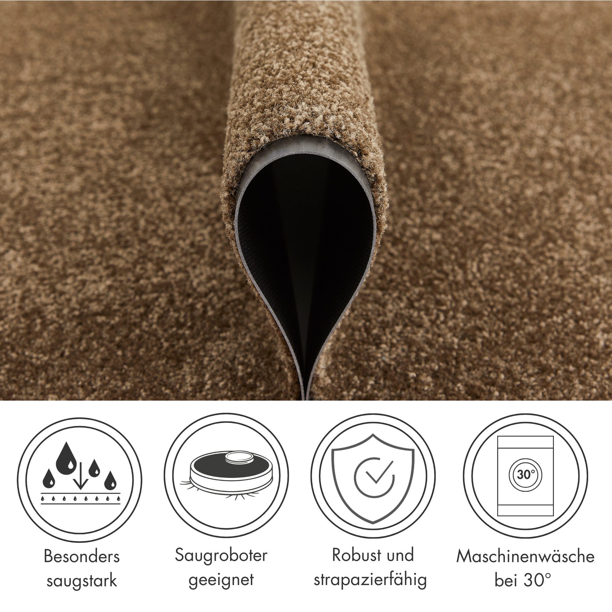 Andiamo Fußmatte Super Wash & Clean, rechteckig, Höhe: 7 mm, Schmutzfangmatte, unifarben, waschbar – Bild 3 von 5