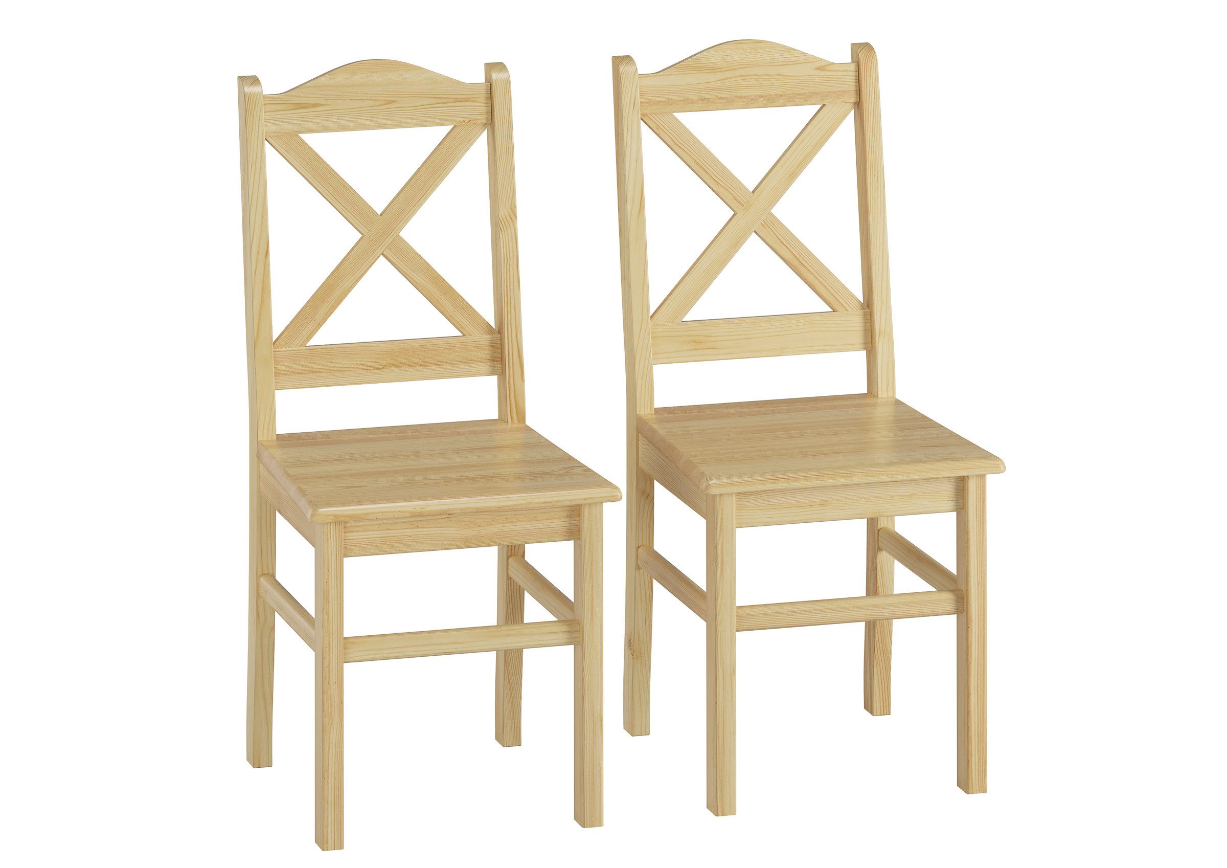 ERST-HOLZ Esszimmerstuhl Küchenstuhl Massivholzstuhl Esszimmerstuhl Kiefer 2 x Stühle