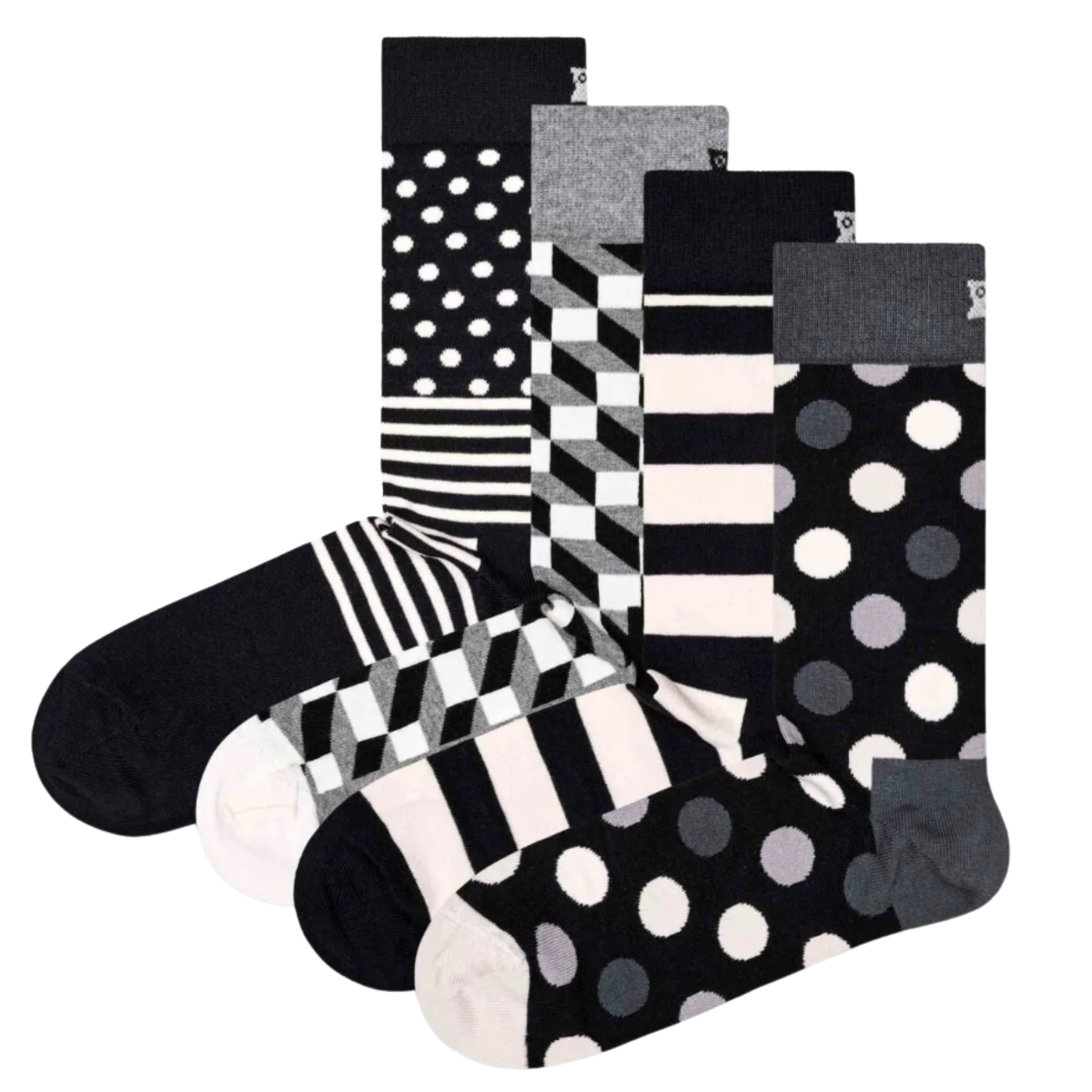 Happy Socks Freizeitsocken 4er Pack (41-46) Baumwoll Socken mit Motiv Classic Black Socks