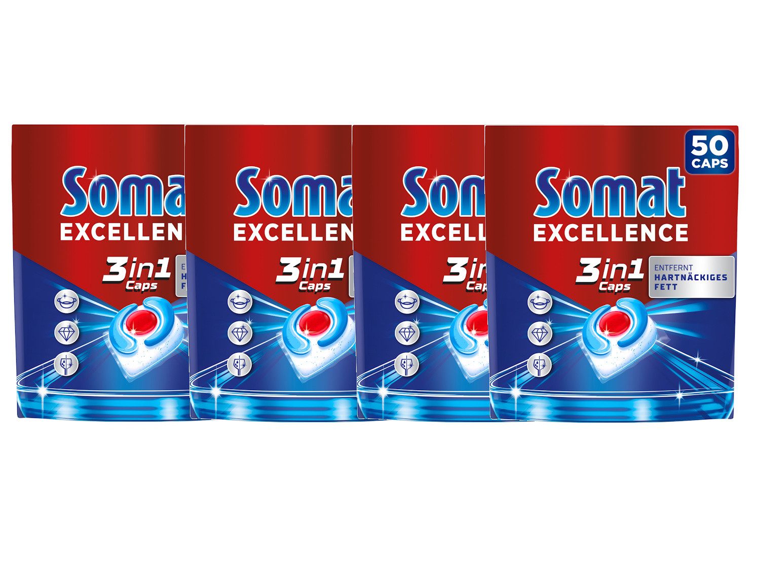 Somat SOMAT 3in1 Caps 4er – Glanz & Fett Spül-Tabs Spülmaschinentabs
