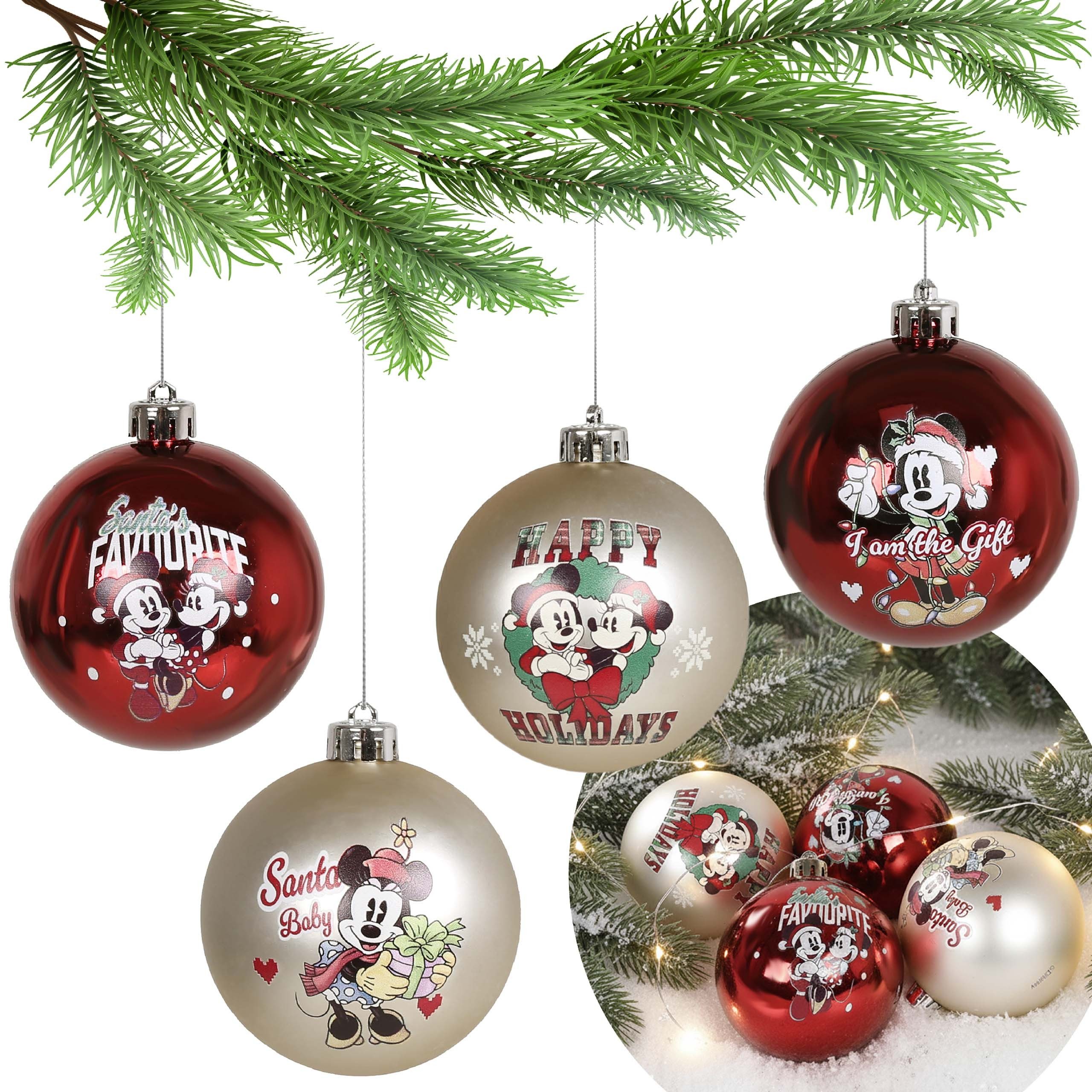 Disney Weihnachtsbaumkugel Disney Mickey Christbaumkugeln Weihnachtsbaumschmuck 7 cm 4 Stück