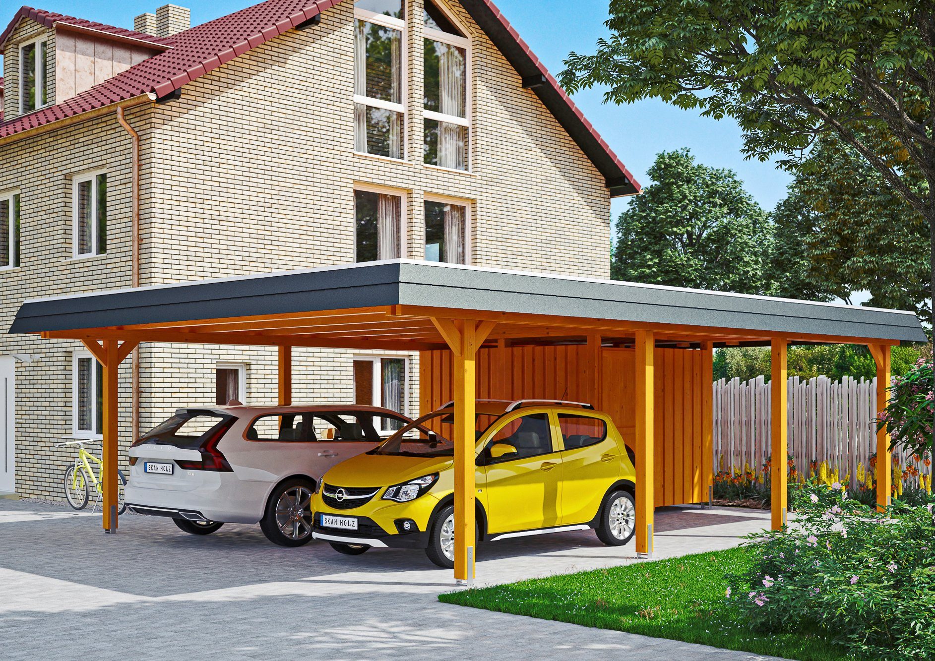 Wendland, hellbraun cm, Doppelcarport Einfahrtshöhe BxT: cm 216 630x879 Skanholz