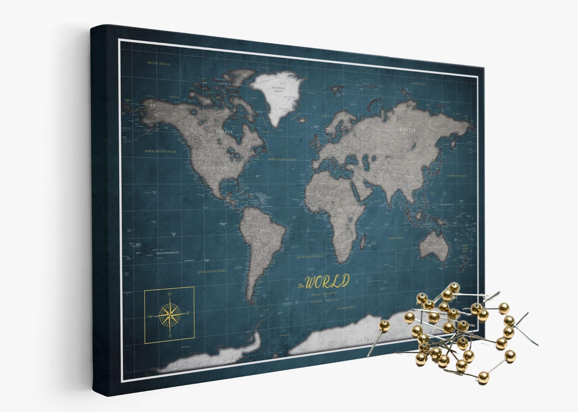 framed concept Leinwandbild als Weltkarte-Pinnwand, pinne günstig online kaufen