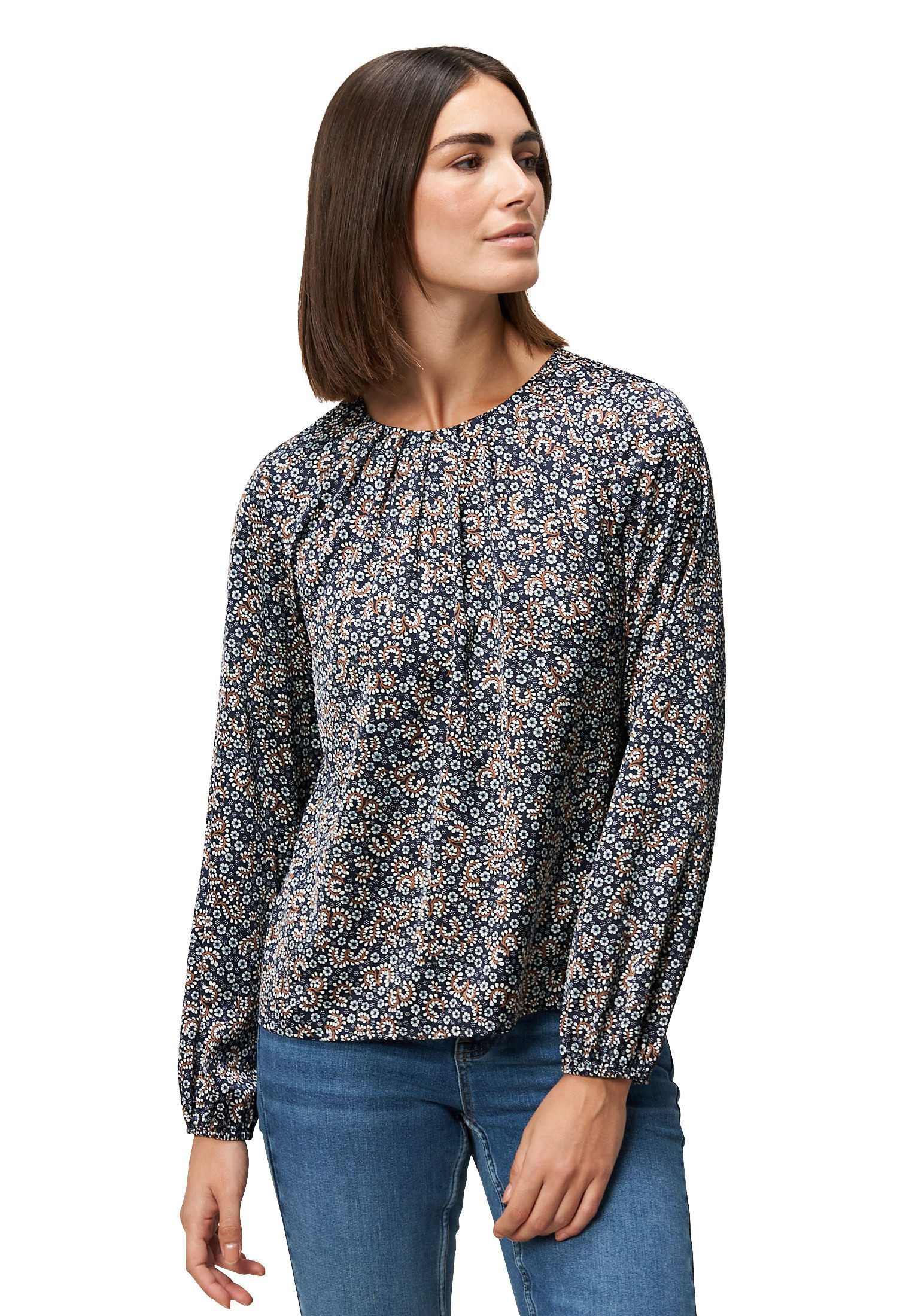 Zero Satinbluse Damen Satinbluse mit Paisleyprint