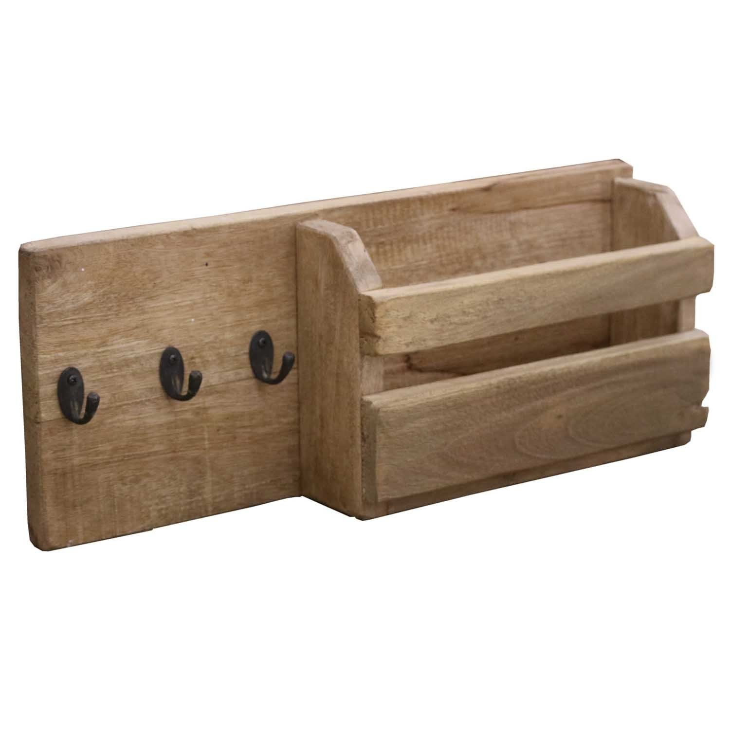 Casa Moro Wandgarderobe Vintage Schlüsselhalter Toskana mit 3 Schlüsselhaken (Wandregal, Vintage Wandgarderobe), rustikales Schlüsselbrett NUA005