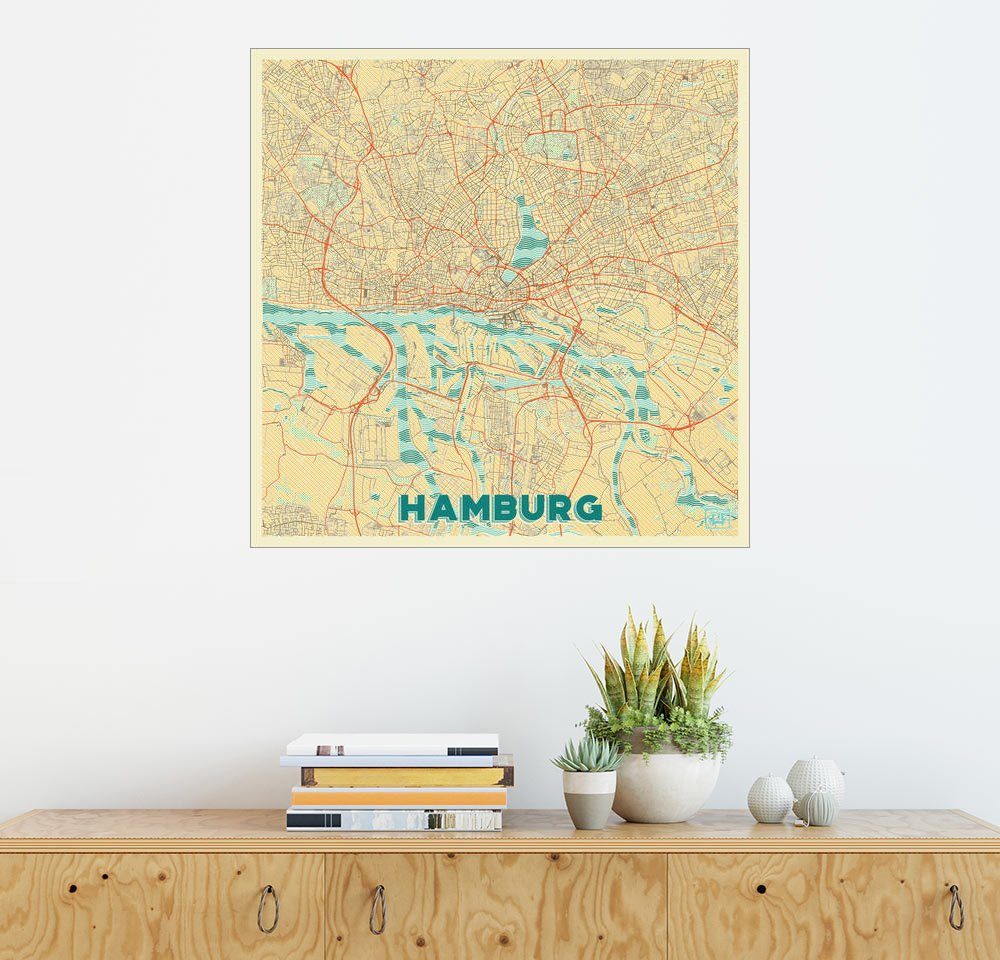 Posterlounge Wandbild - Hubert Roguski »Hamburg, Deutschland Karte
