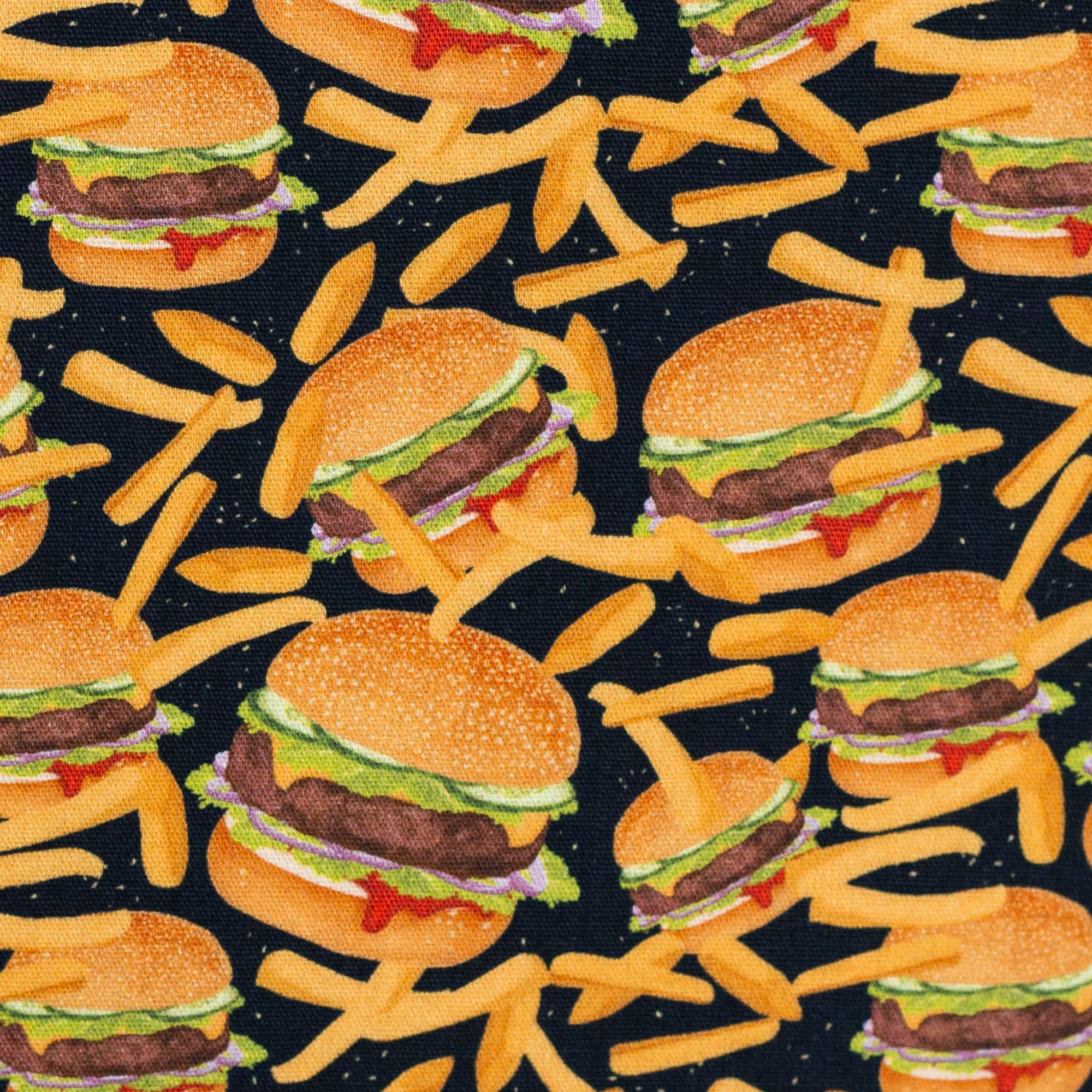 larissastoffe Stoff Baumwollstoff Swafing Hamburger, Pommes, Baumwolle Webware, Meterware, 50 cm x 150 cm