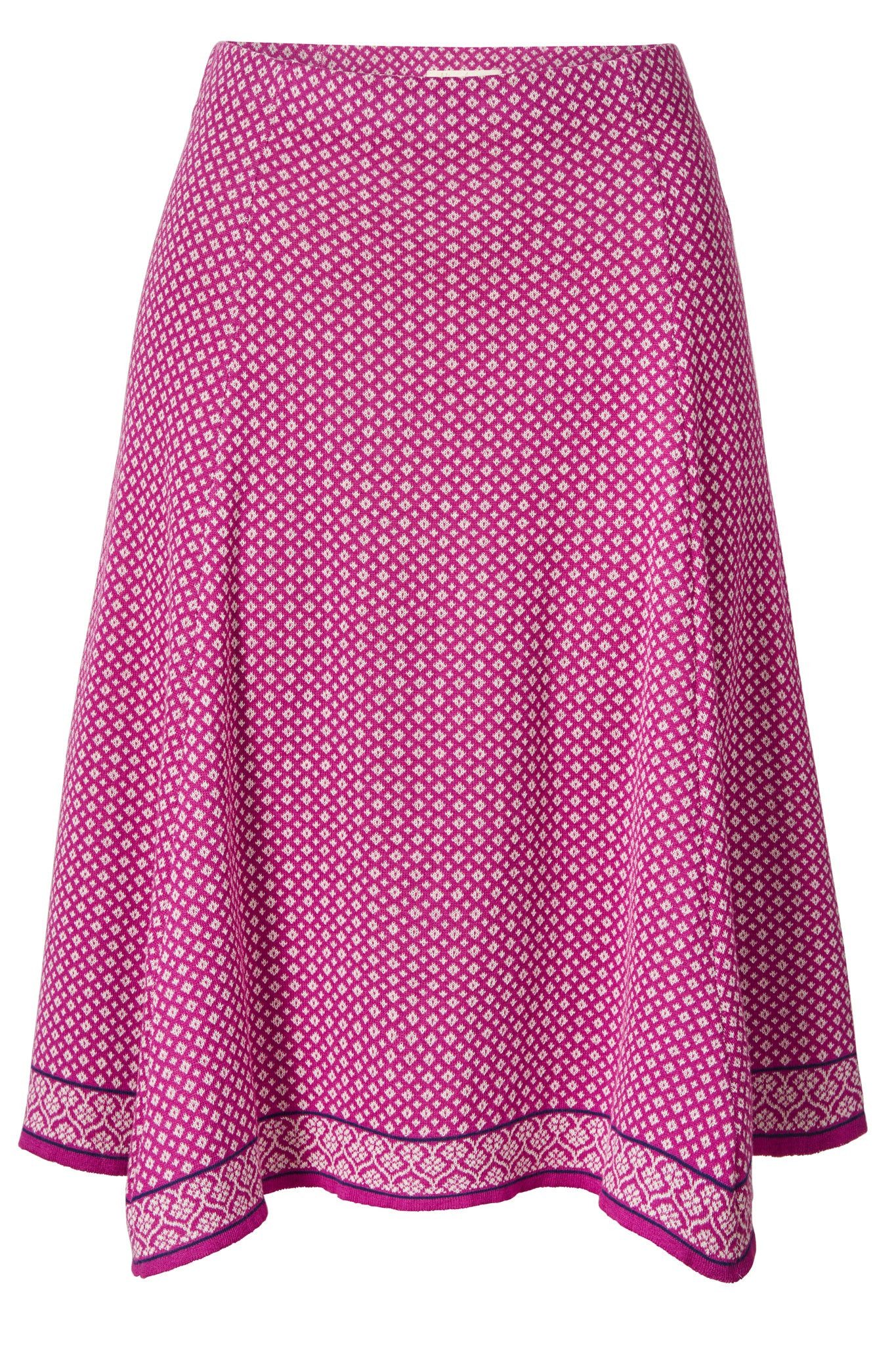 Strickrock Rock Damen mit Jacquard-Diamantmuster - Midi Rock aus Bio-Baumwolle