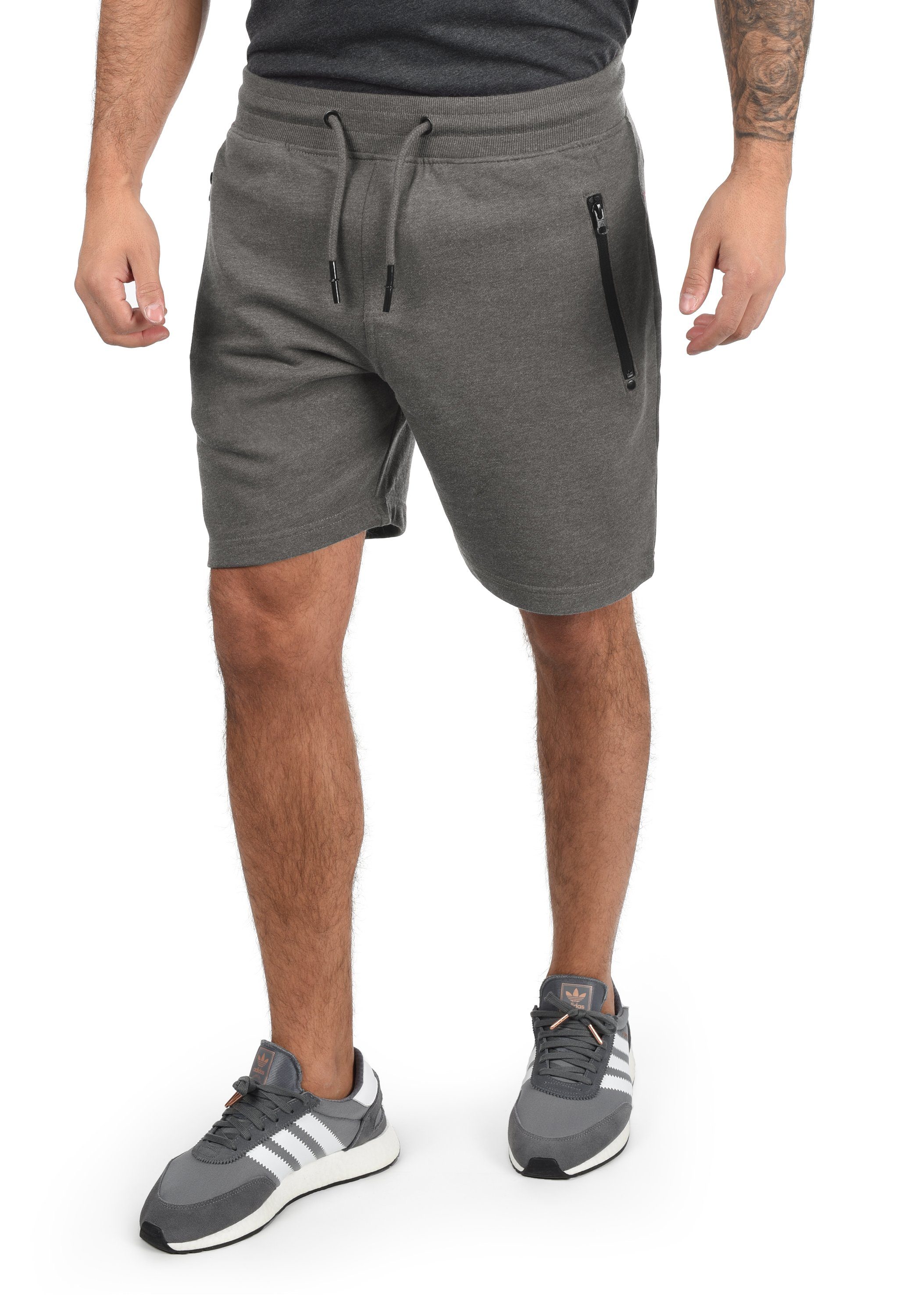!Solid Sweatshorts SDTaras kurze Hose mit Reißverschlusstaschen Grey Melange (8236)