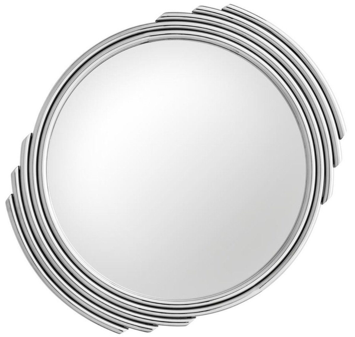 Casa Wandspiegel Padrino Edelstahl Designer Spiegel Ø 100 Silber cm - Wandspiegel Wohnzimmer Luxus