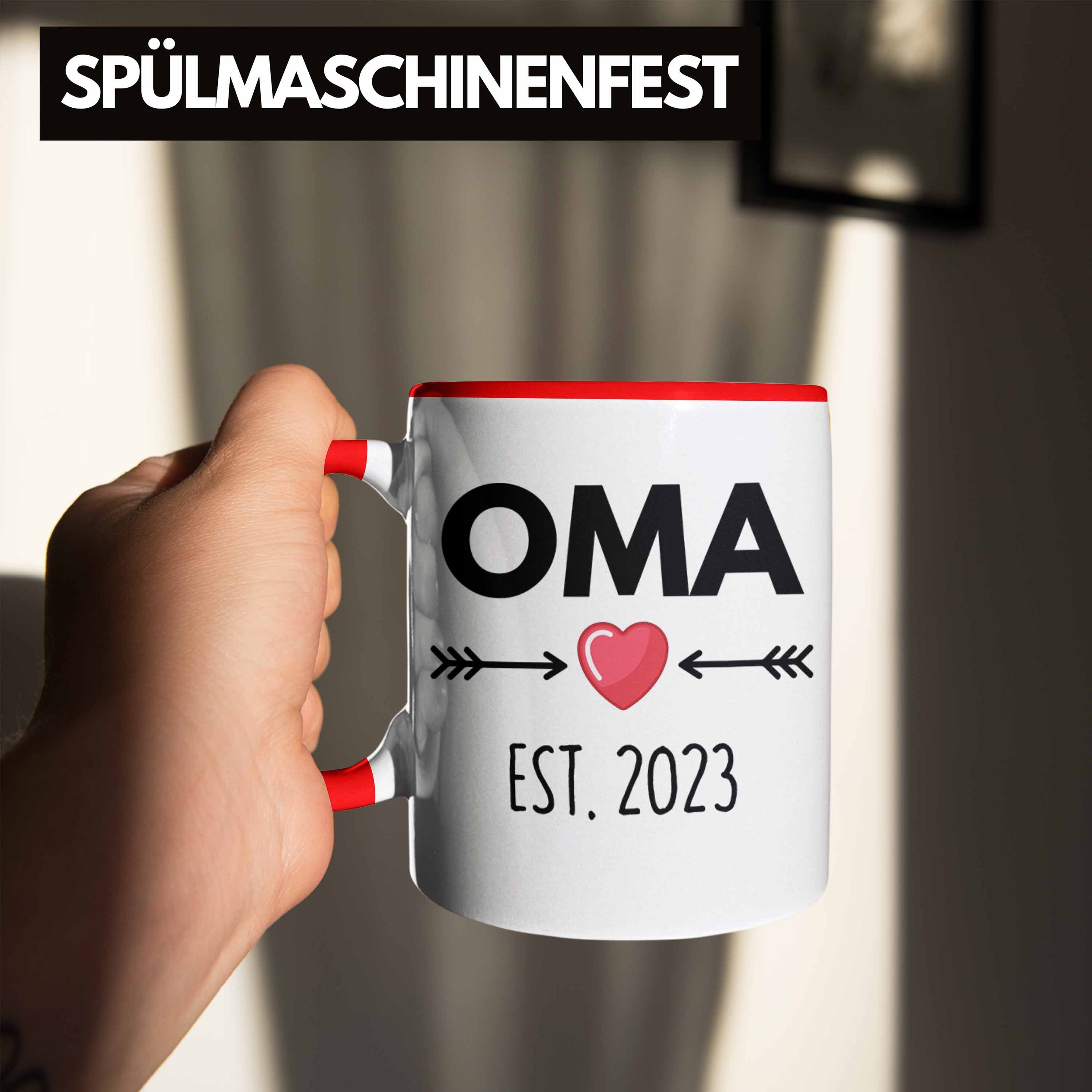 Trendation - Wirst Du Schwangerschaft Oma 2023 Rot Trendation Tasse Oma Geschenk