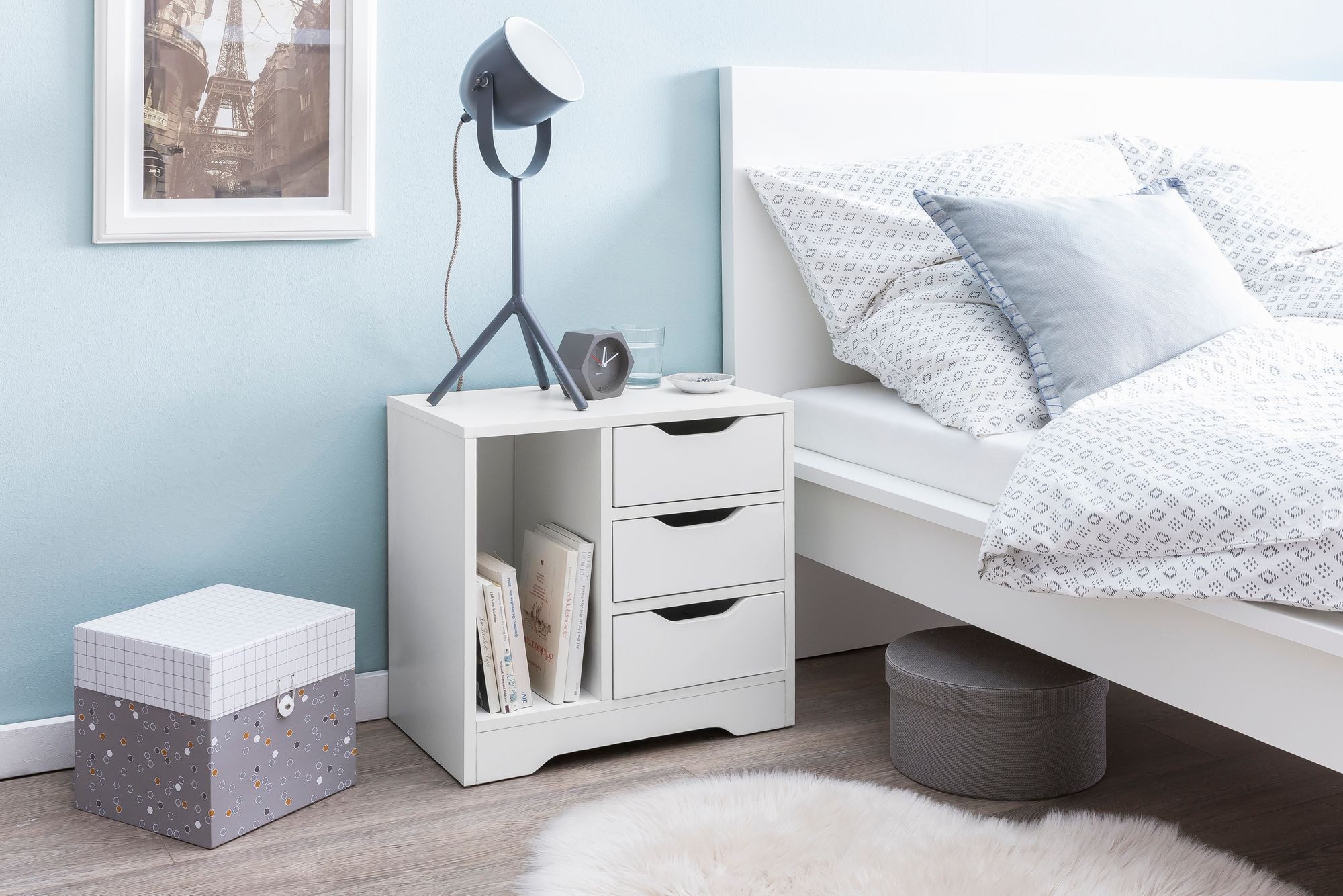 FINEBUY Nachtschrank SuVa13517_1 Nachtkonsole Ablagefach Schubladen Nachtko günstig online kaufen