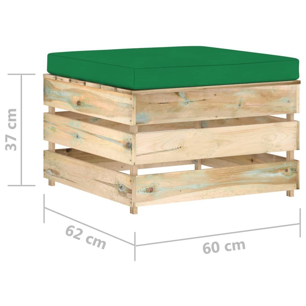 Holz, 1 Braun vidaXL mit mane Kissen Teile Grün und Modulare Grün Loungesofa Imprägniertes